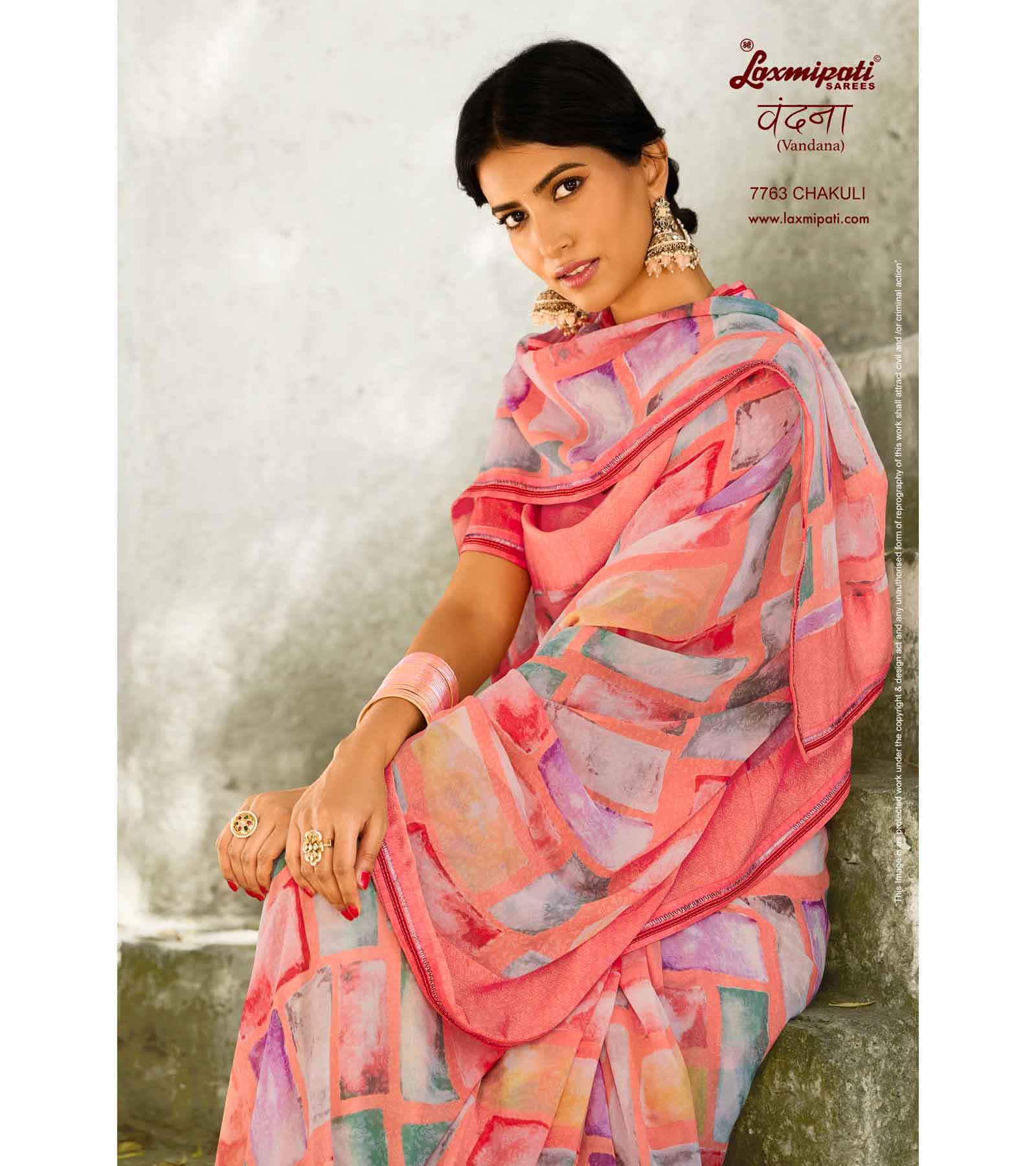 Laxmipati Vandana 7763 Chakuli Georgette Multicolor Saree