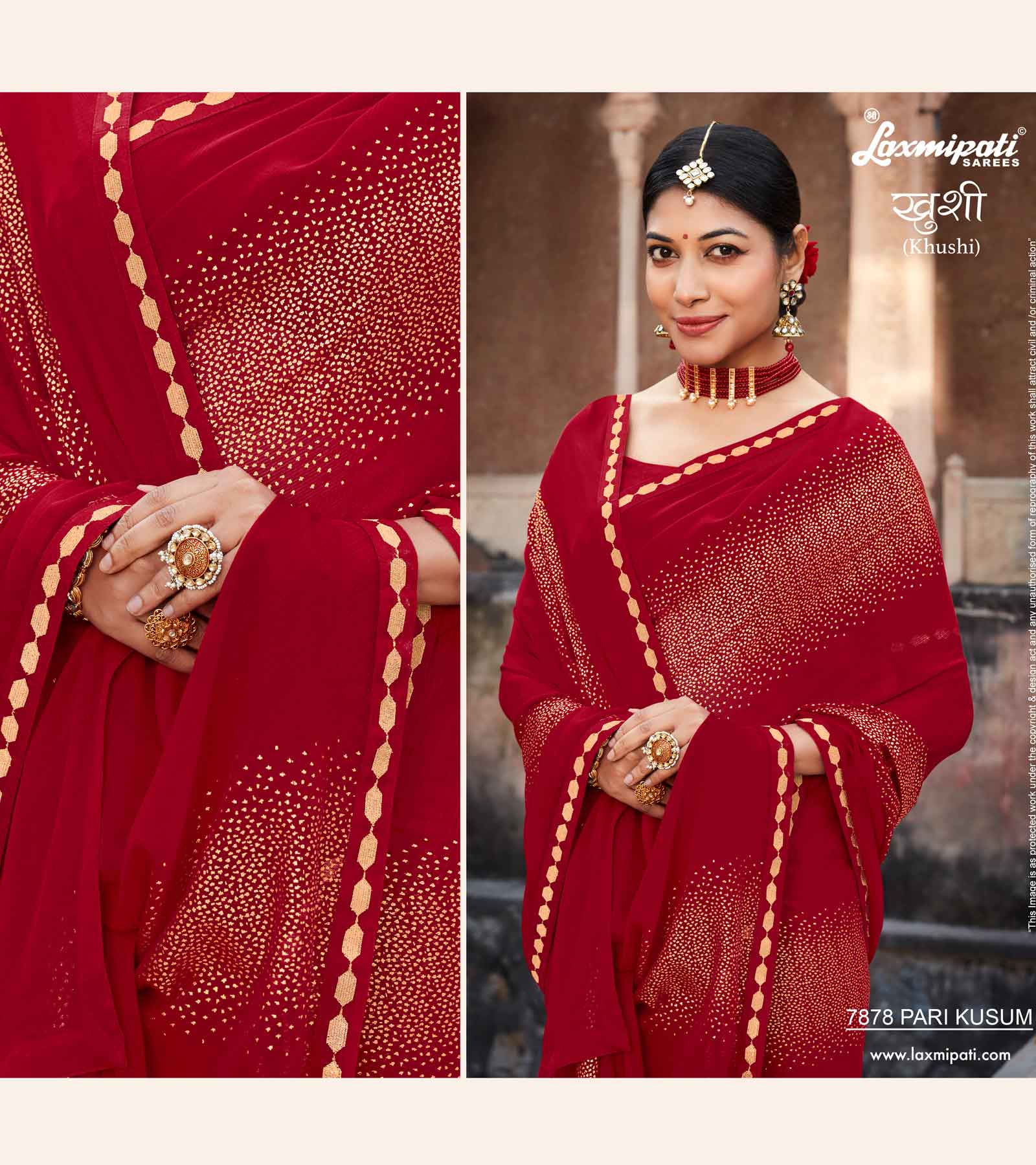 Laxmipati Khushi 7878 Pari Kusum Crape Georgette Maroon Saree