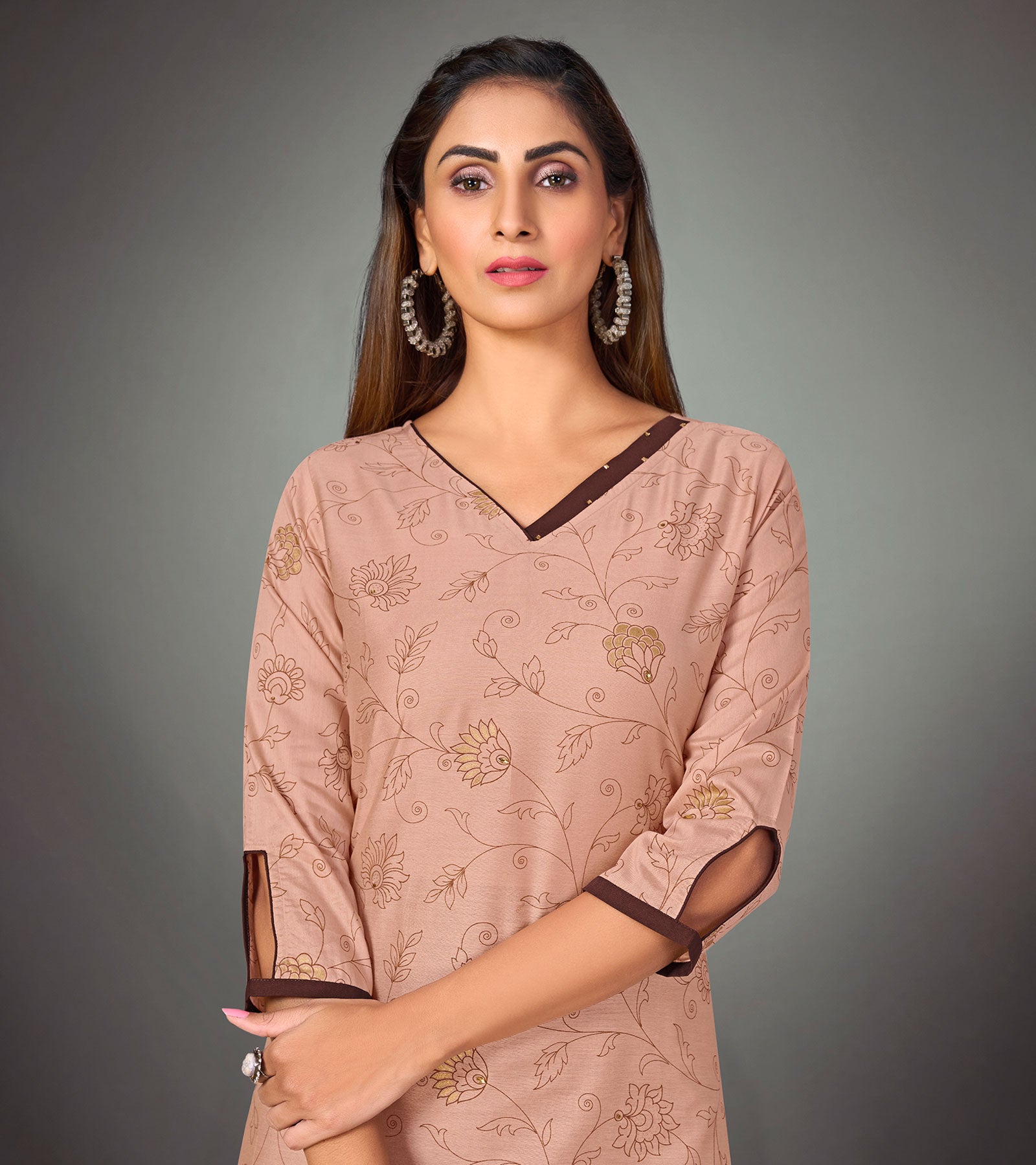 Laxmipati Potters Clay Straight Cut Kurti With Narrow Slim Pant