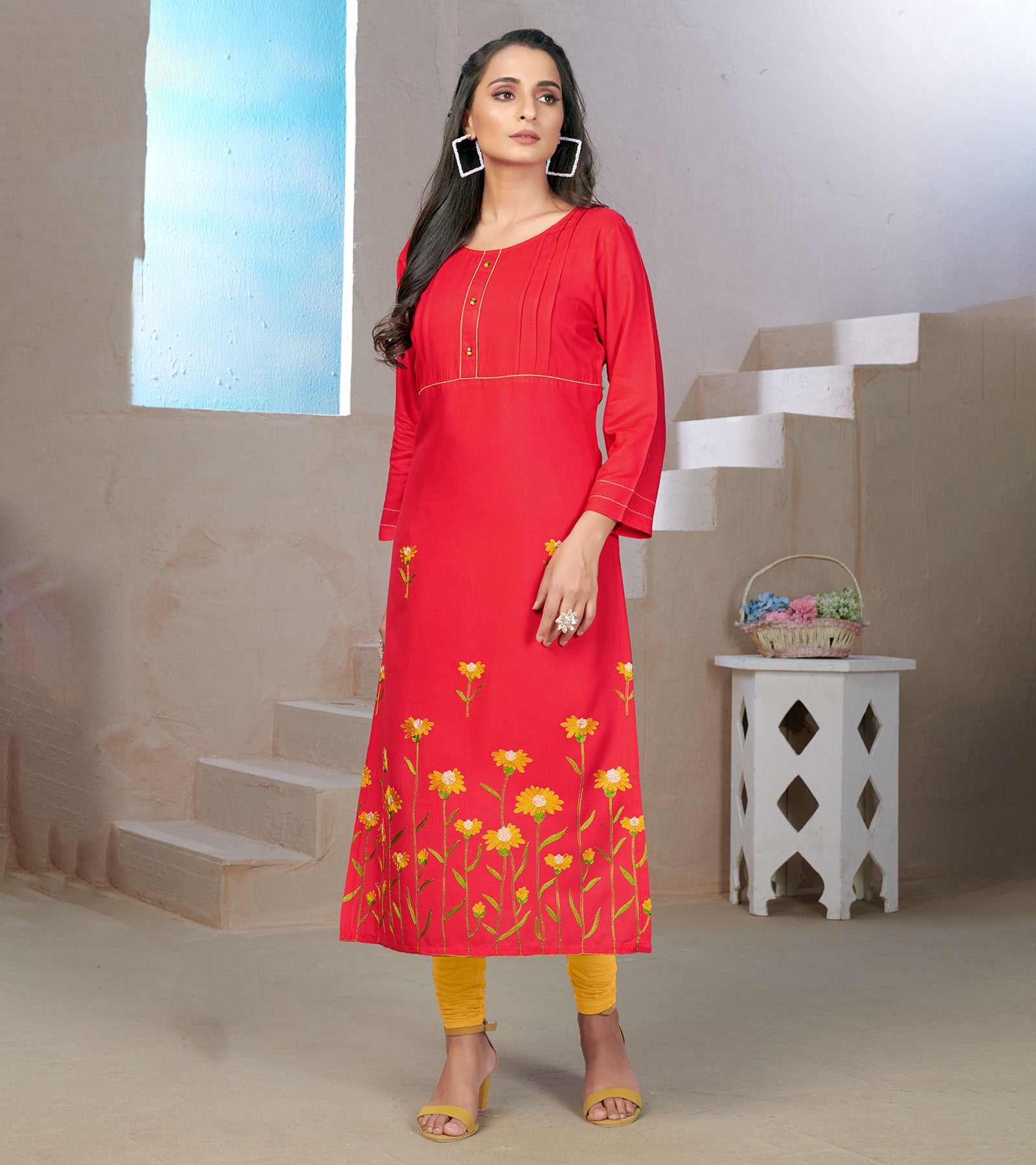 Laxmipati Rayon Coffee Brown Straight Cut Kurti