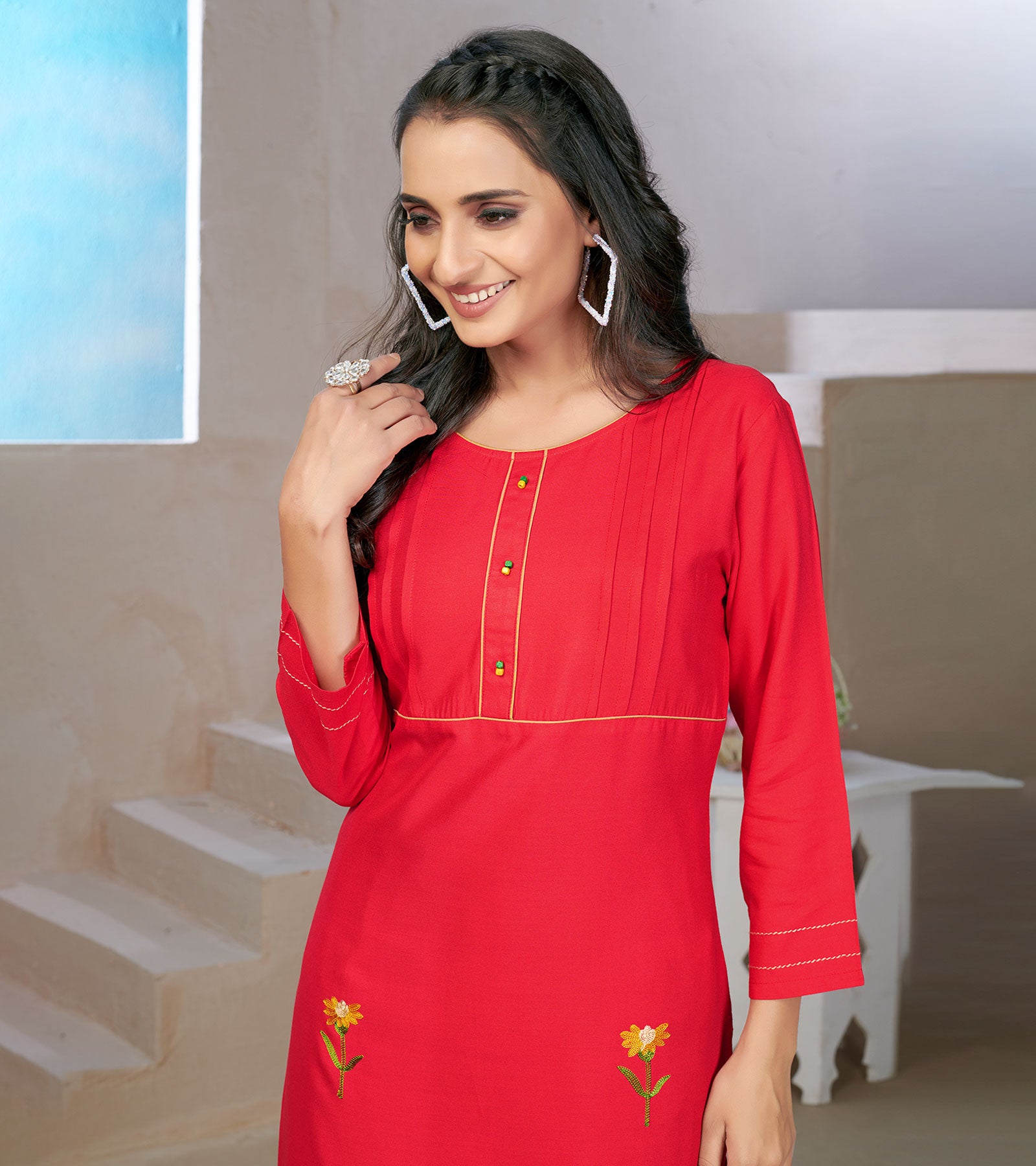 Laxmipati Rayon Coffee Brown Straight Cut Kurti