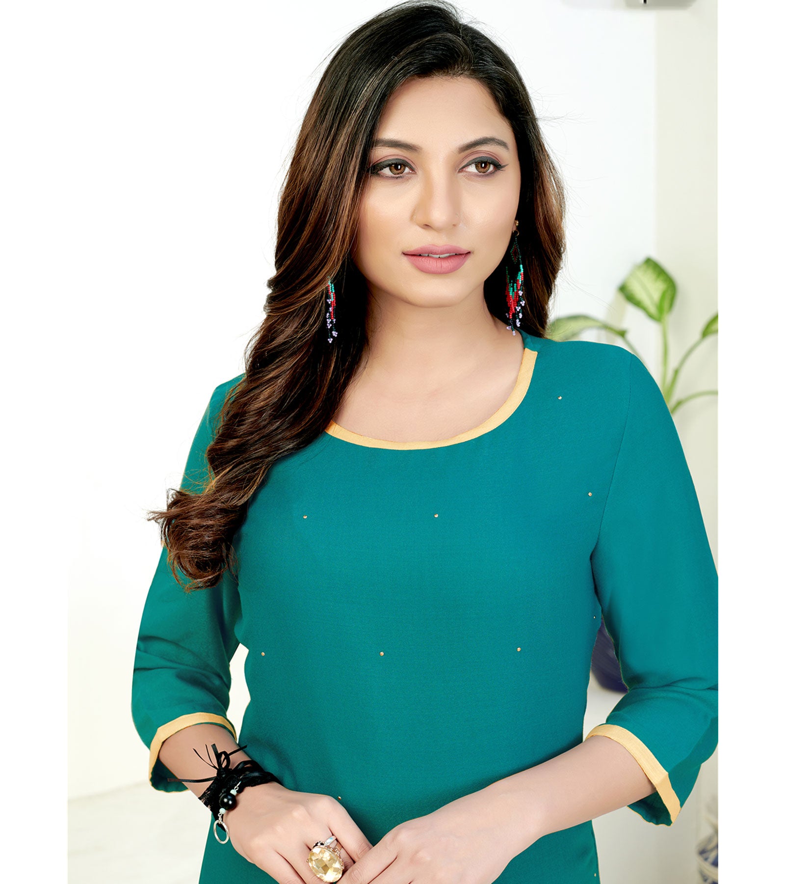 Laxmipati Poli Candy Cervlean Blue Straight Cut Kurti With Mask