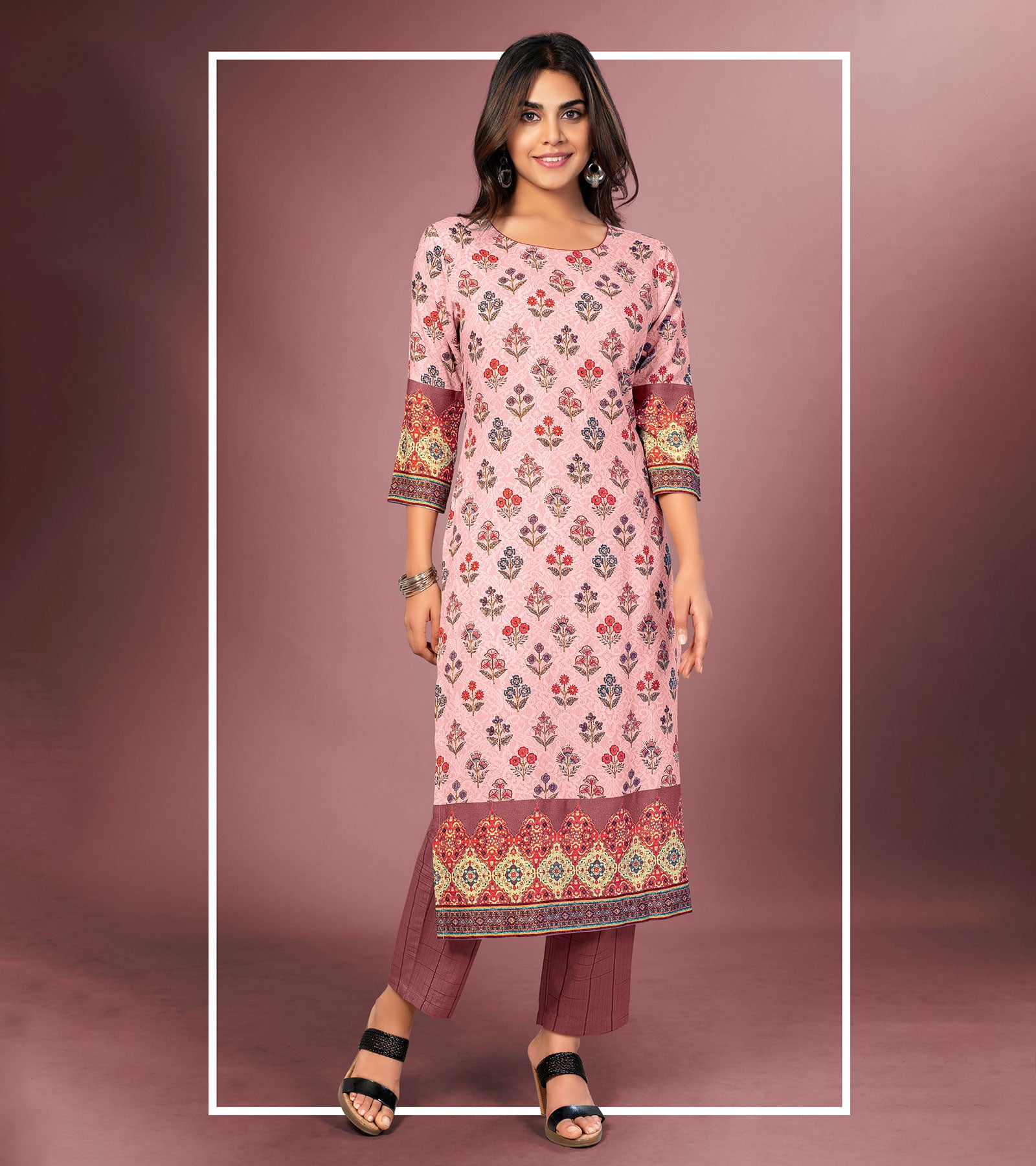Laxmipati Candlelight Peach Straight Cut Kurti With Digital Print