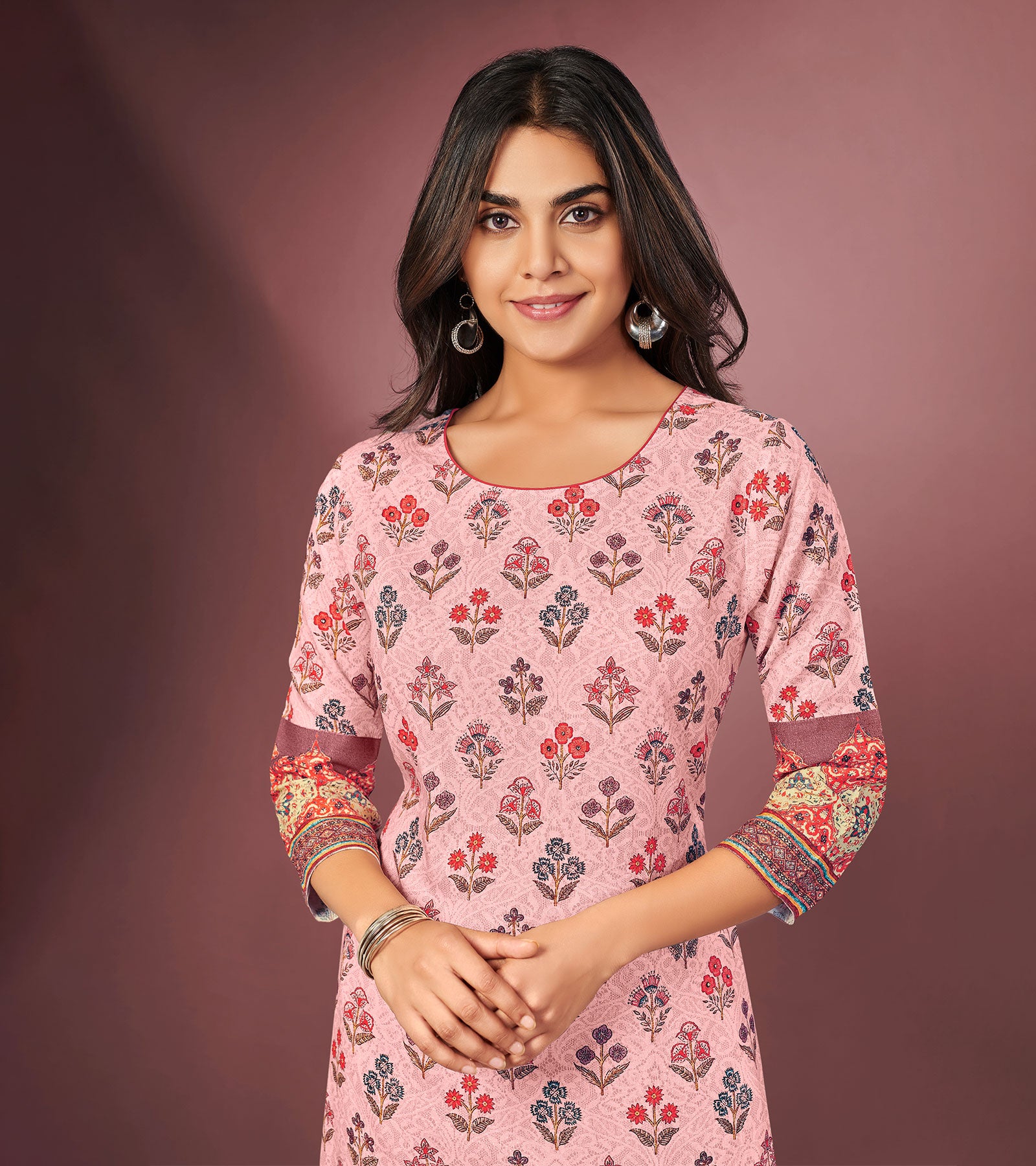 Laxmipati Candlelight Peach Straight Cut Kurti With Digital Print