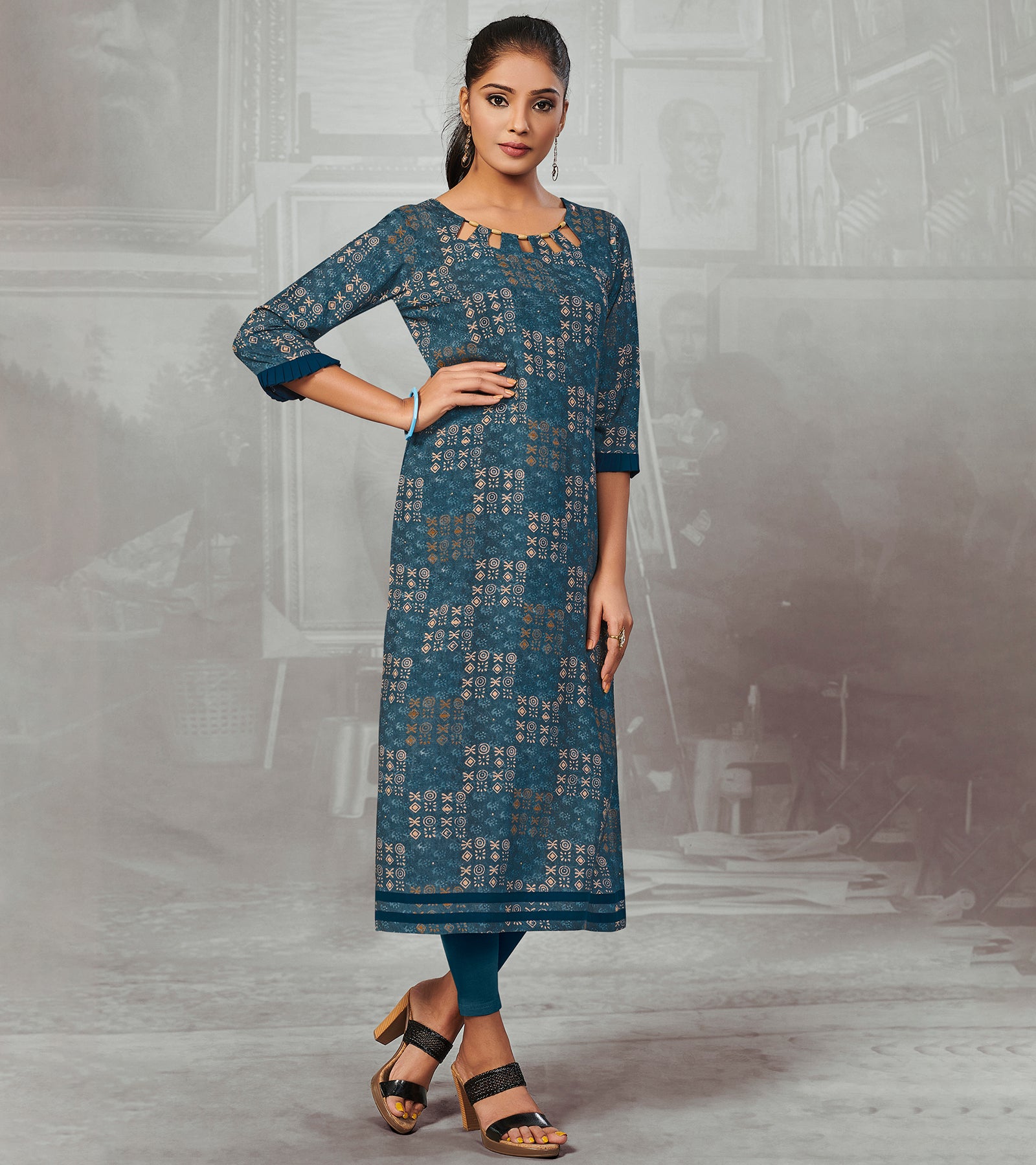 Laxmipati Steel Straight Cut Kurti With Digital Print