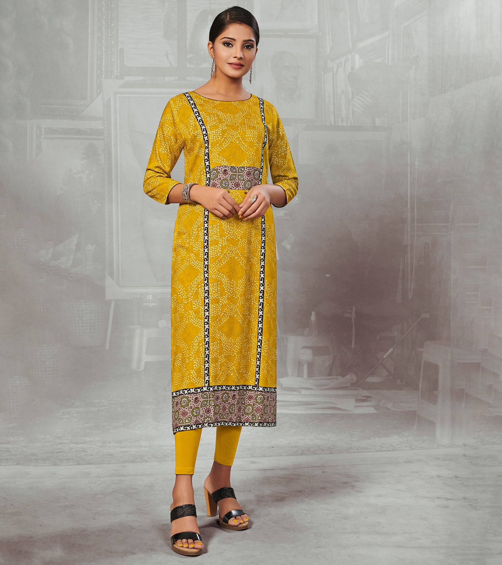 Laxmipati Corn Yellow Straight Cut Kurti With Digital Print