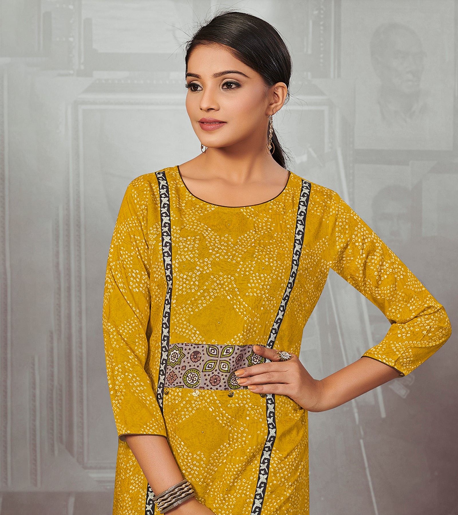 Laxmipati Corn Yellow Straight Cut Kurti With Digital Print