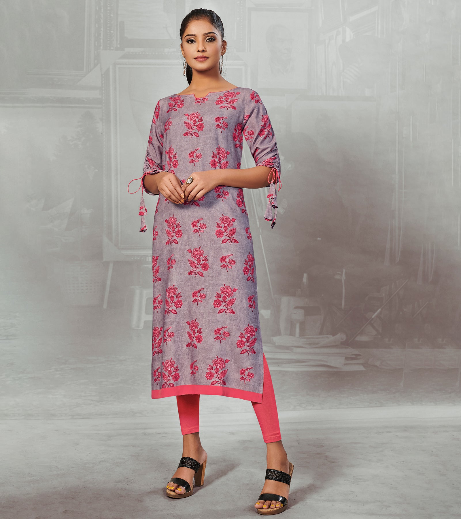 Laxmipati Violet Purple Straight Cut Kurti With Digital Print