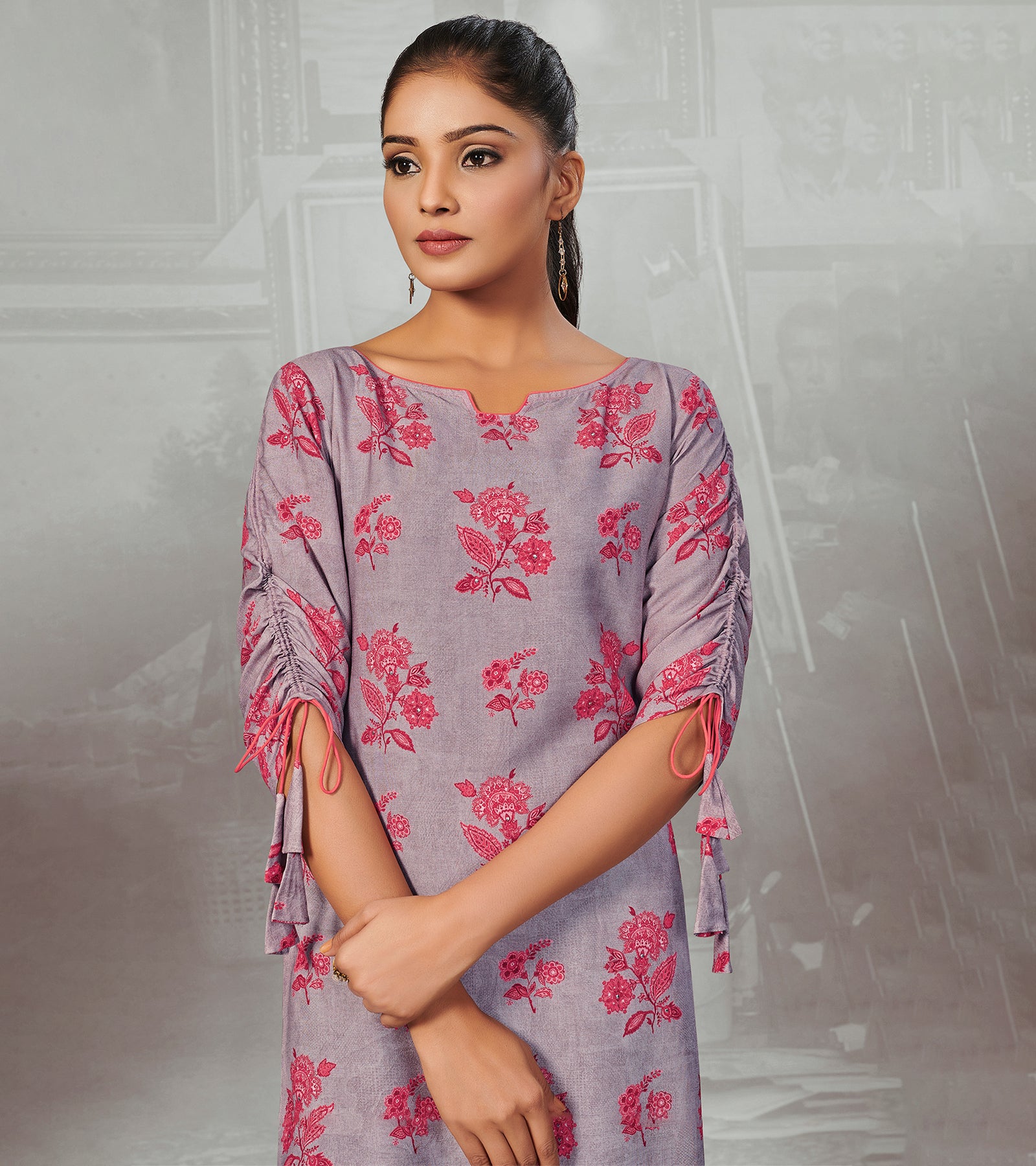 Laxmipati Violet Purple Straight Cut Kurti With Digital Print