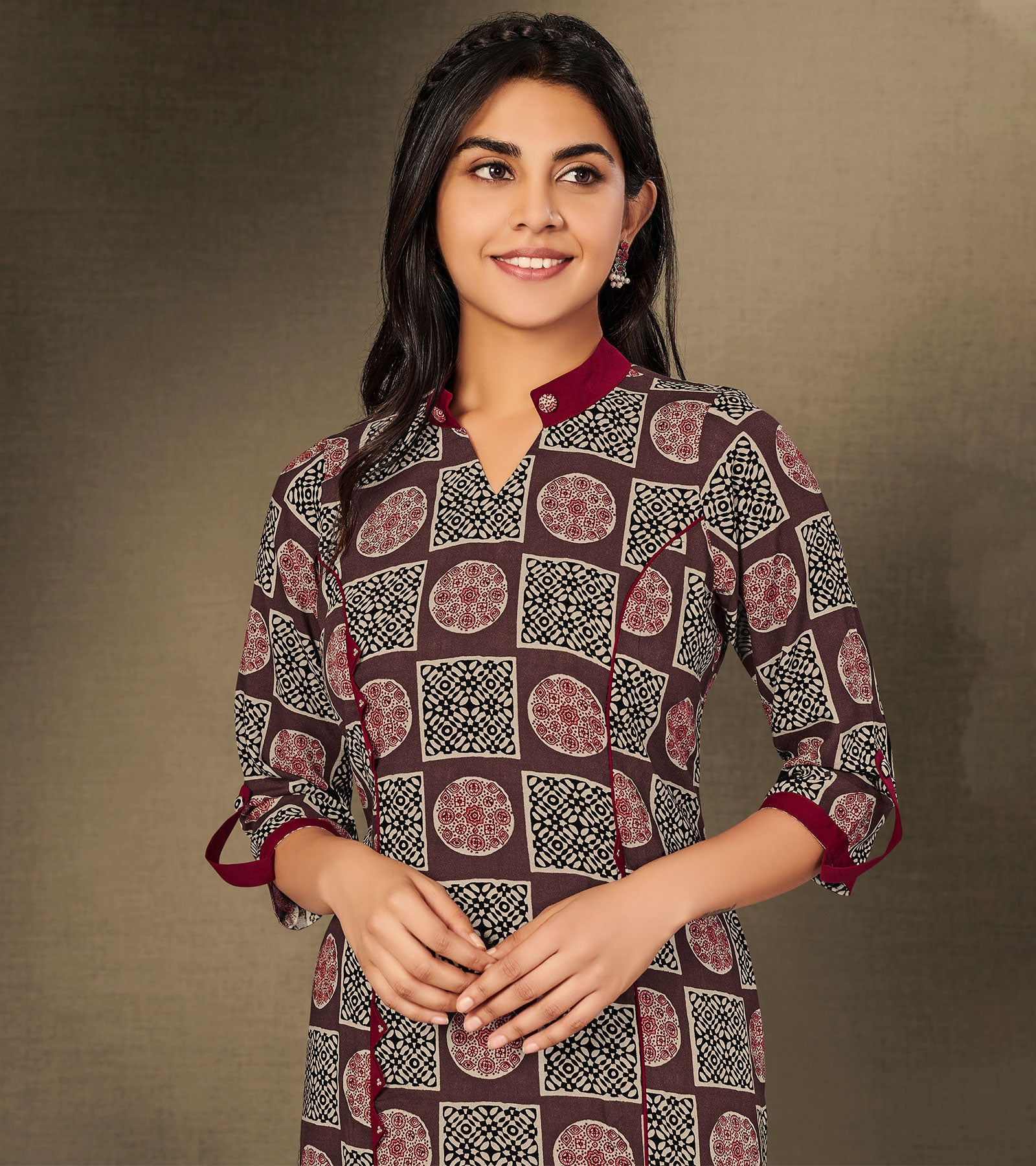 Laxmipati Cottage Red Straight Cut Kurti With Digital Print