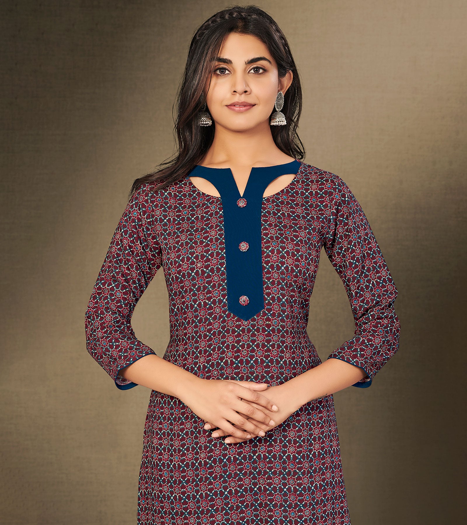 Laxmipati Peacock Blue Straight Cut Kurti With Digital Print