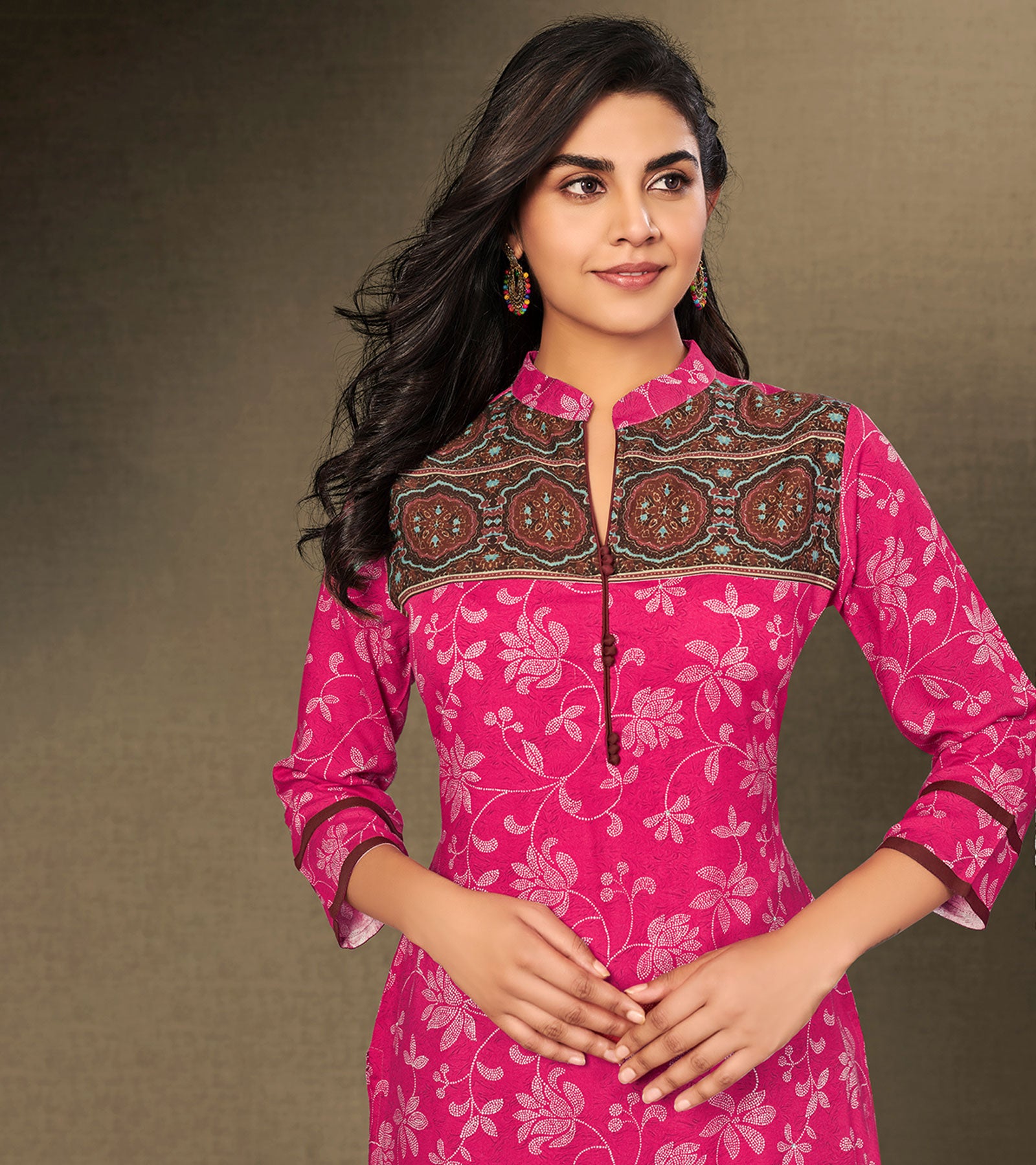 Laxmipati Ruby Pink Straight Cut Kurti With Digital Print
