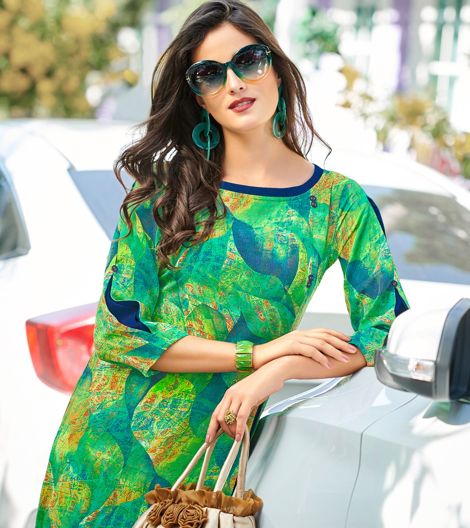 Laxmipati Polygenic Crepe with Georgette Touch Multicolor kurtis