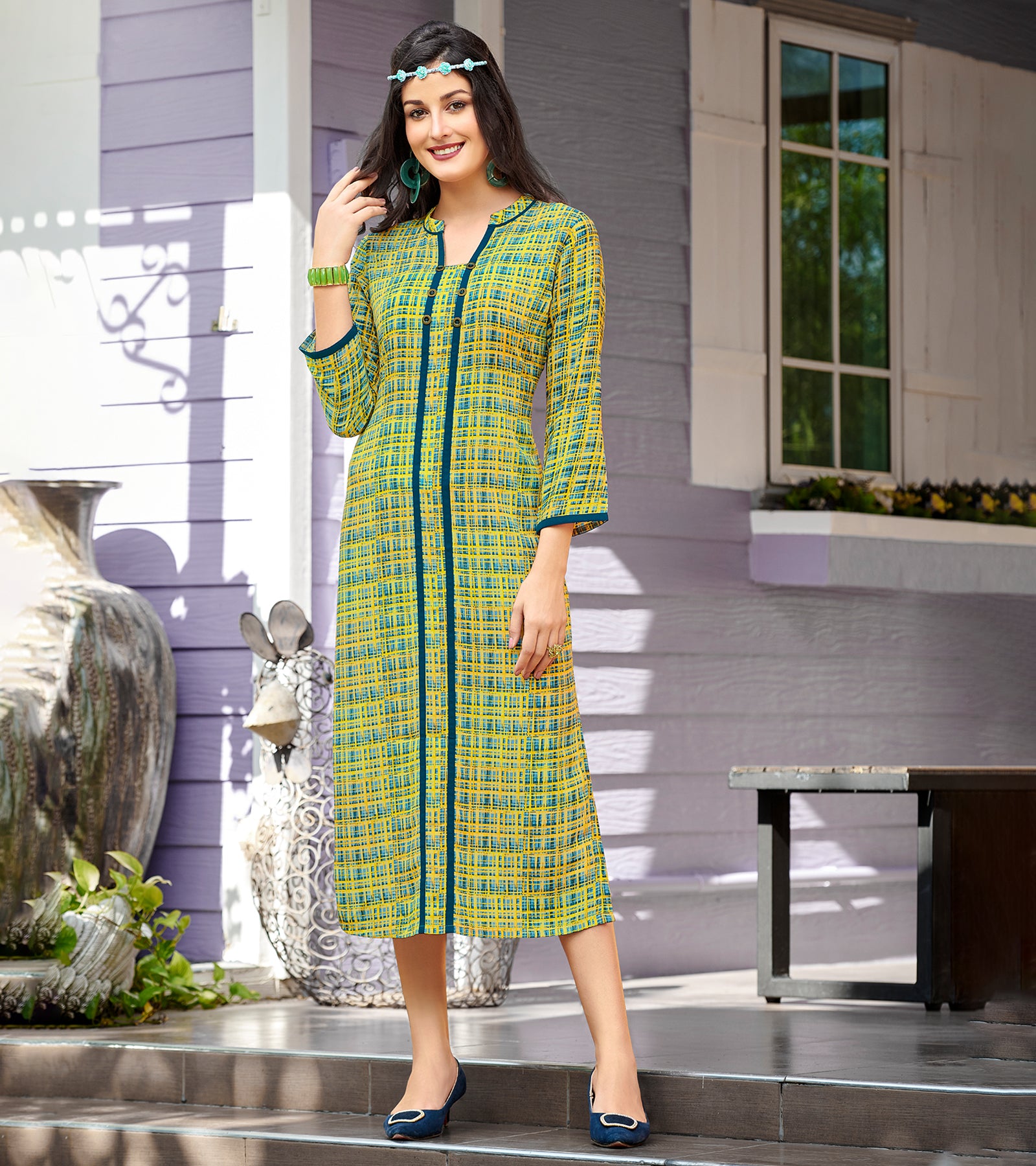 Laxmipati Polygenic Crepe with Georgette Touch Multicolor Kurtis