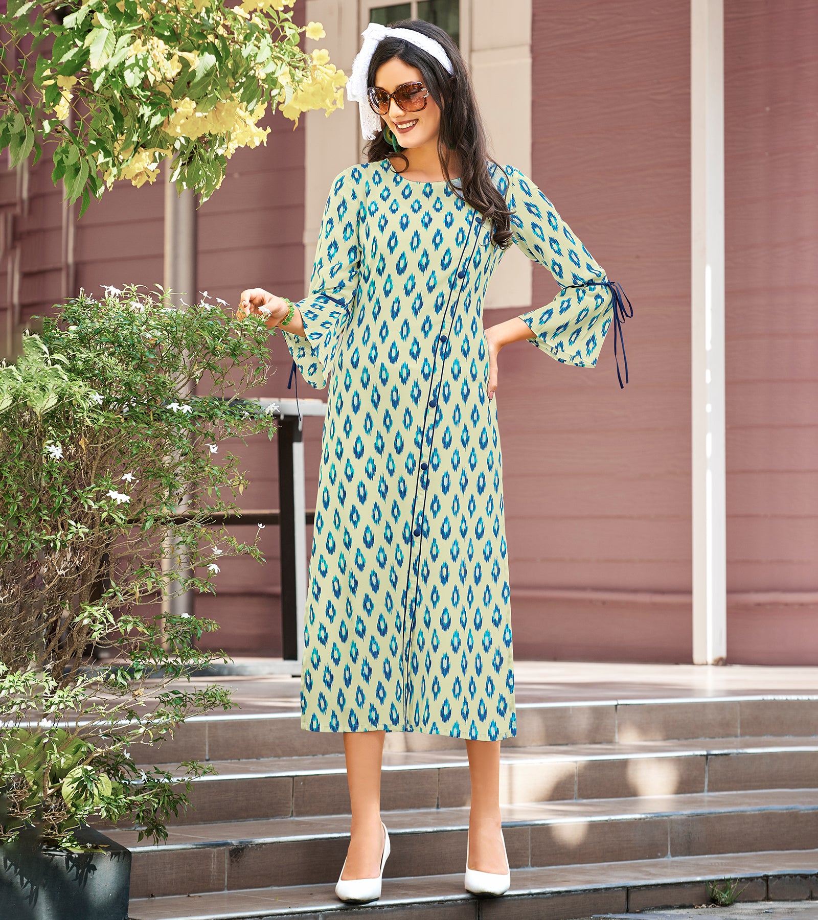 Laxmipati Polygenic Crepe with Georgette Touch Multicolor Kurtis