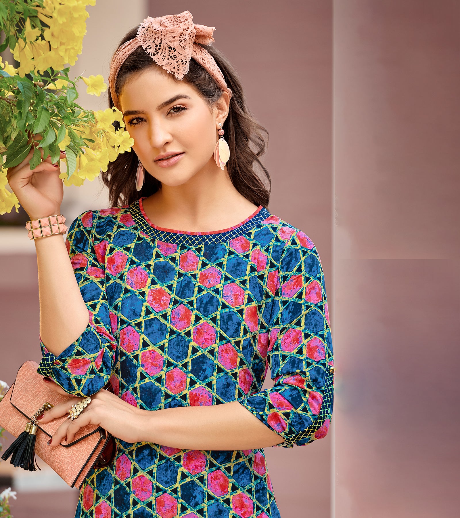 Laxmipati Polygenic Crepe with Georgette Touch Multicolor Kurti