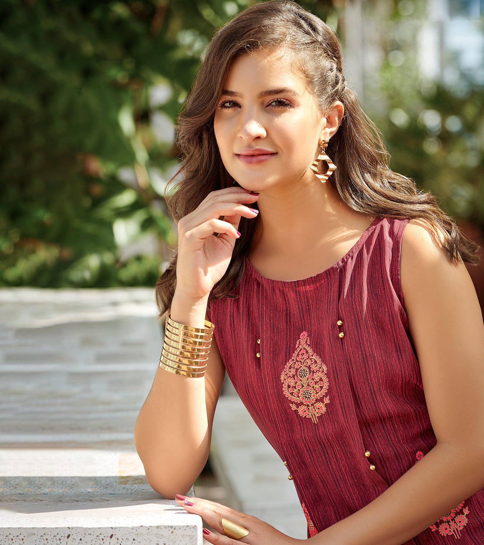 Laxmipati Polygenic Crepe with Georgette touch Multicolor kurtis