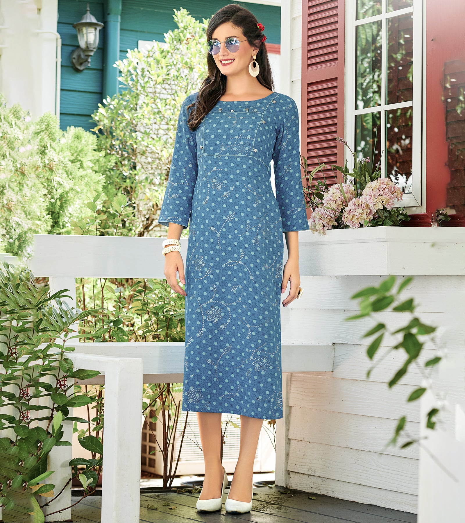 Laxmipati Polygenic Crepe with Georgette Touch Multicolor Kurti