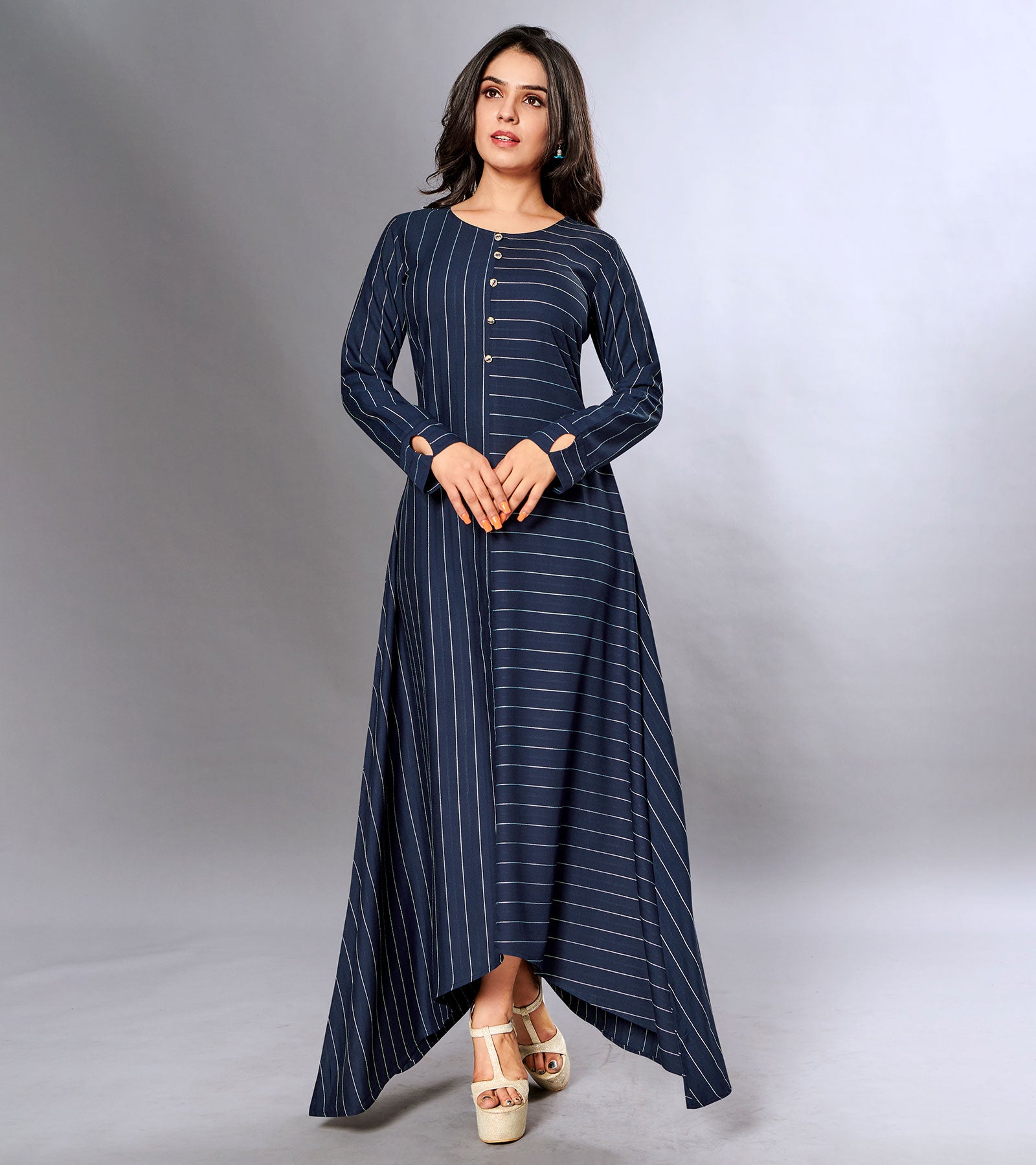 Laxmipati Cotton Navy Blue Gown