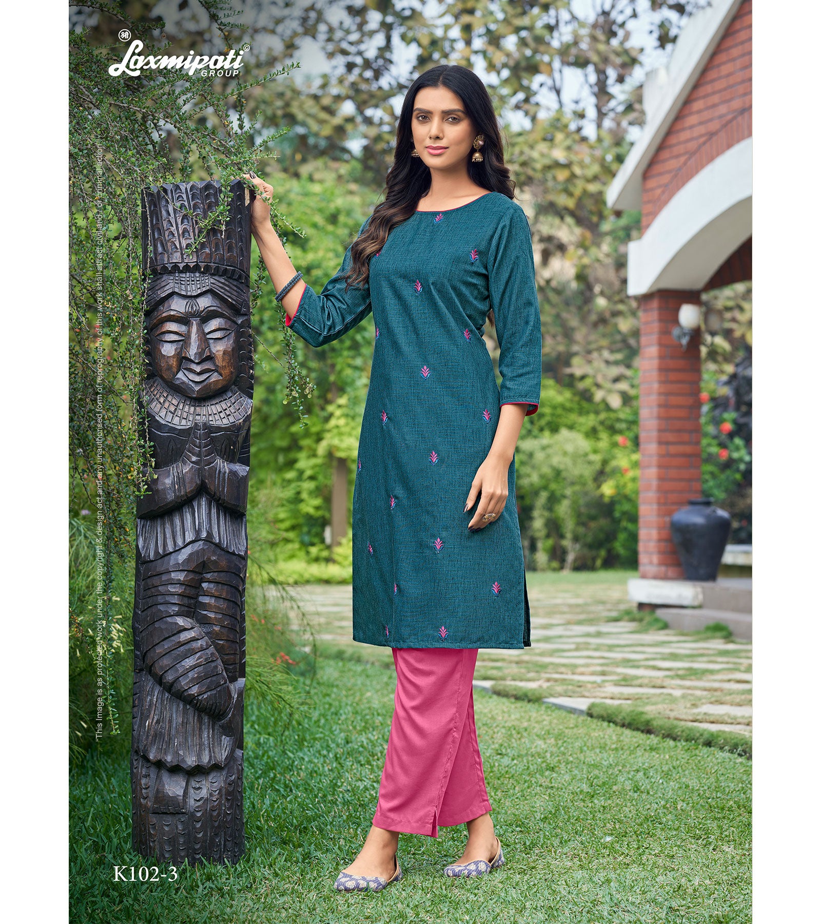 Laxmipati Nitya Spun Base Fabric Desert Night Straight Cut Kurti