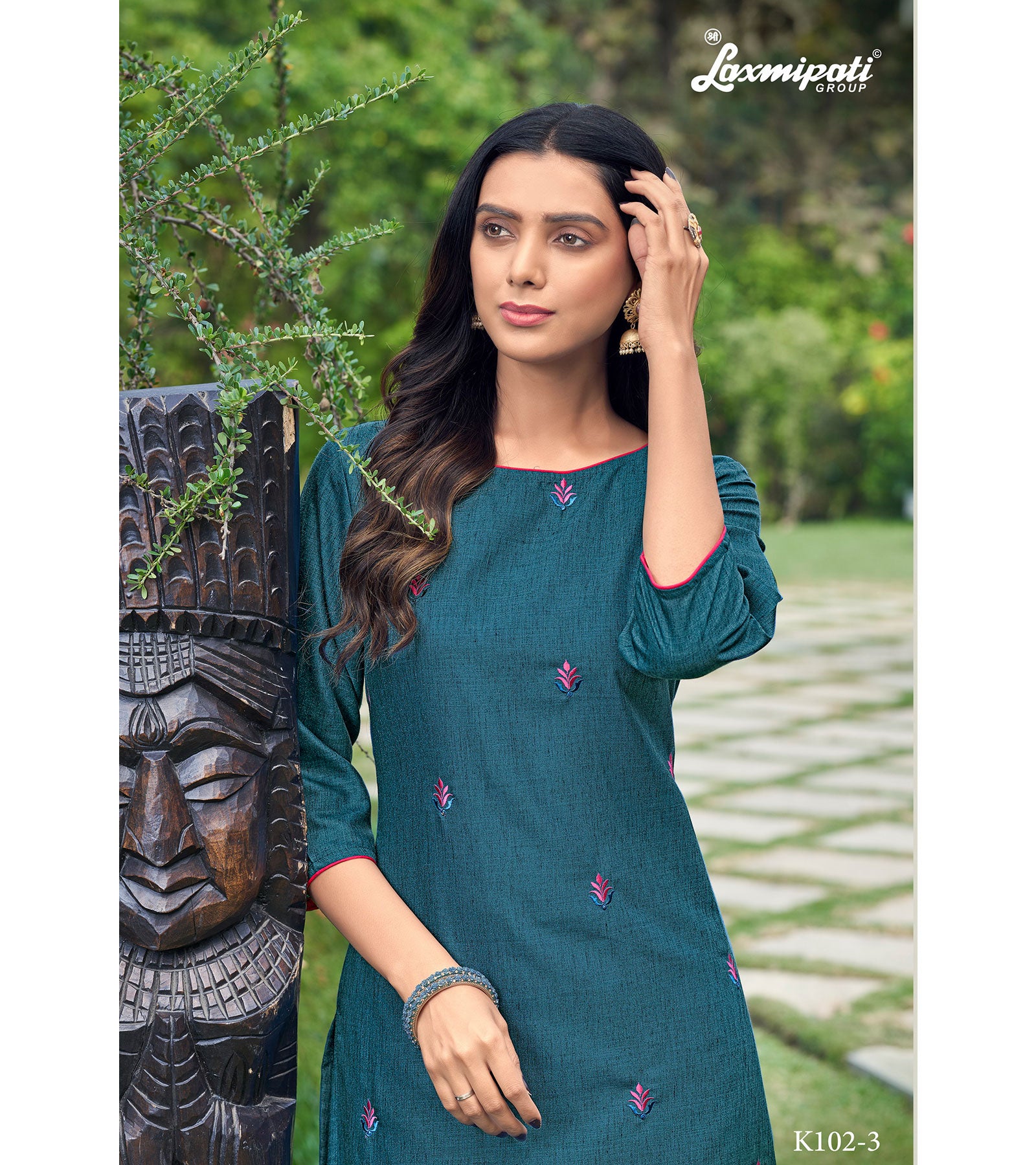 Laxmipati Nitya Spun Base Fabric Desert Night Straight Cut Kurti