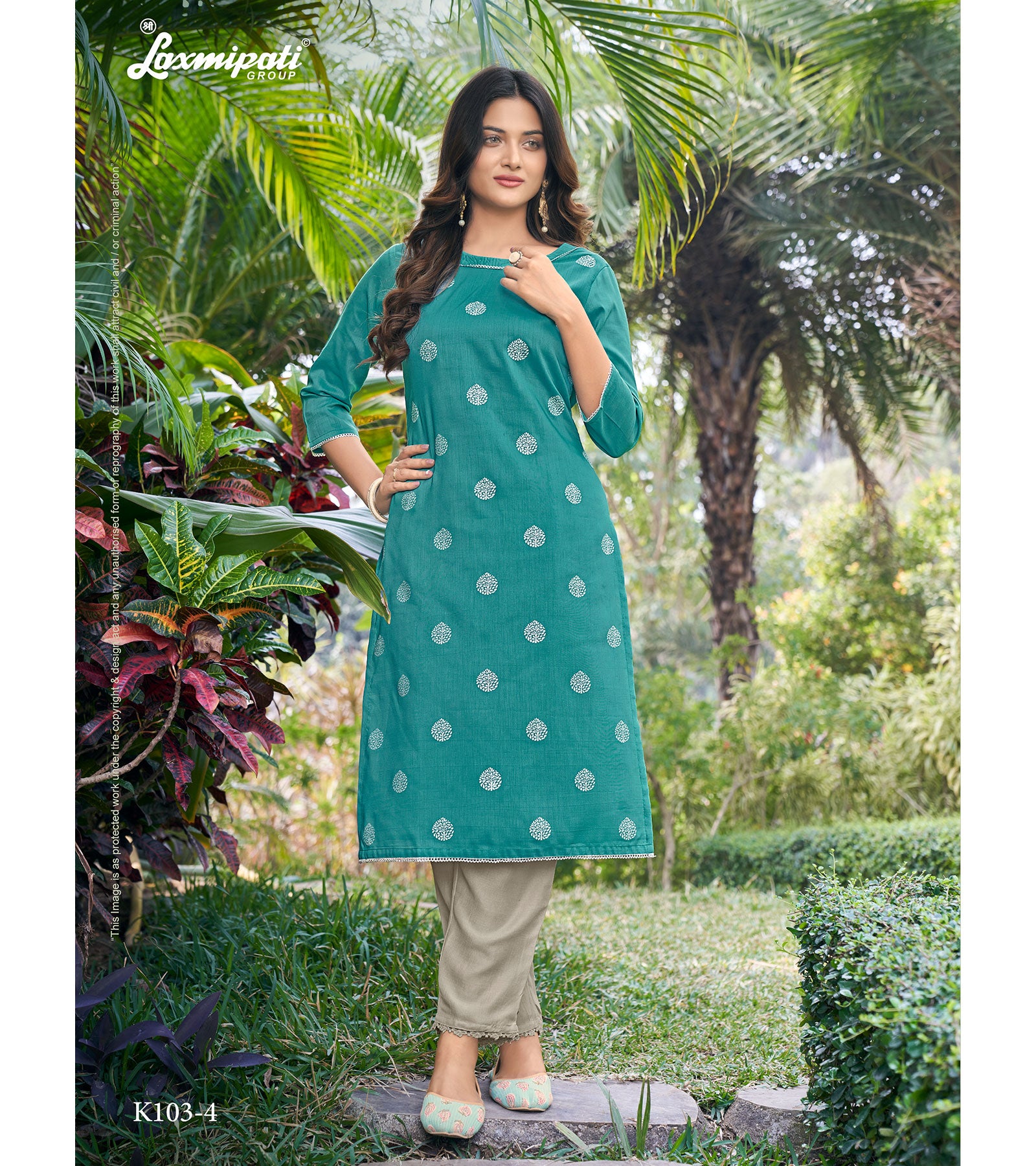 Laxmipati Sabrina Muslin Base Island Indigo Straight Cut Kurti