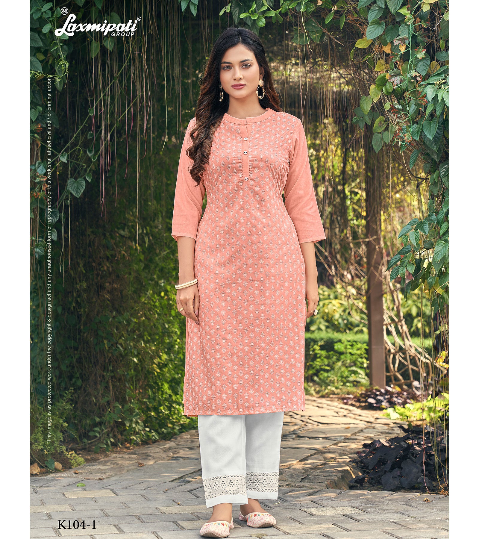 Laxmipati K104-1 Muslin Base Peach Kurti