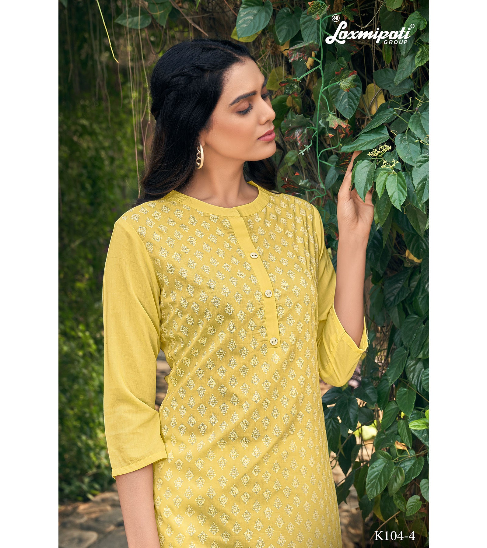 Laxmipati K104-4 Muslin Base Yellow Kurti