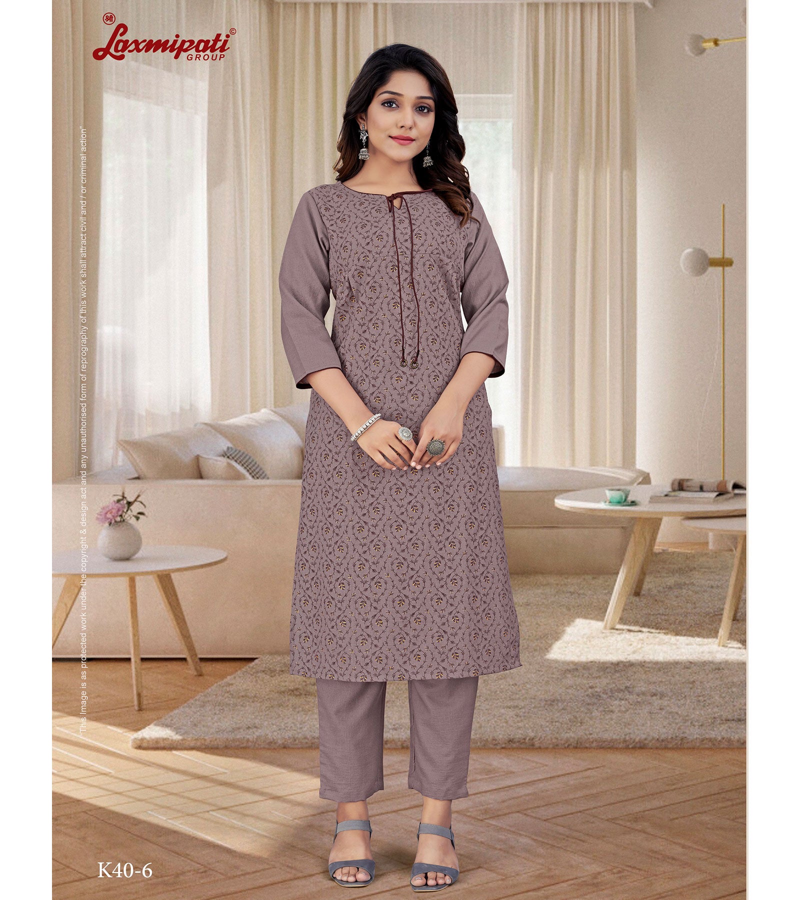 Laxmipati Parvathi Vol.2 Spun Base Fabric Plum Wine Straight Cut Kurti With Pant