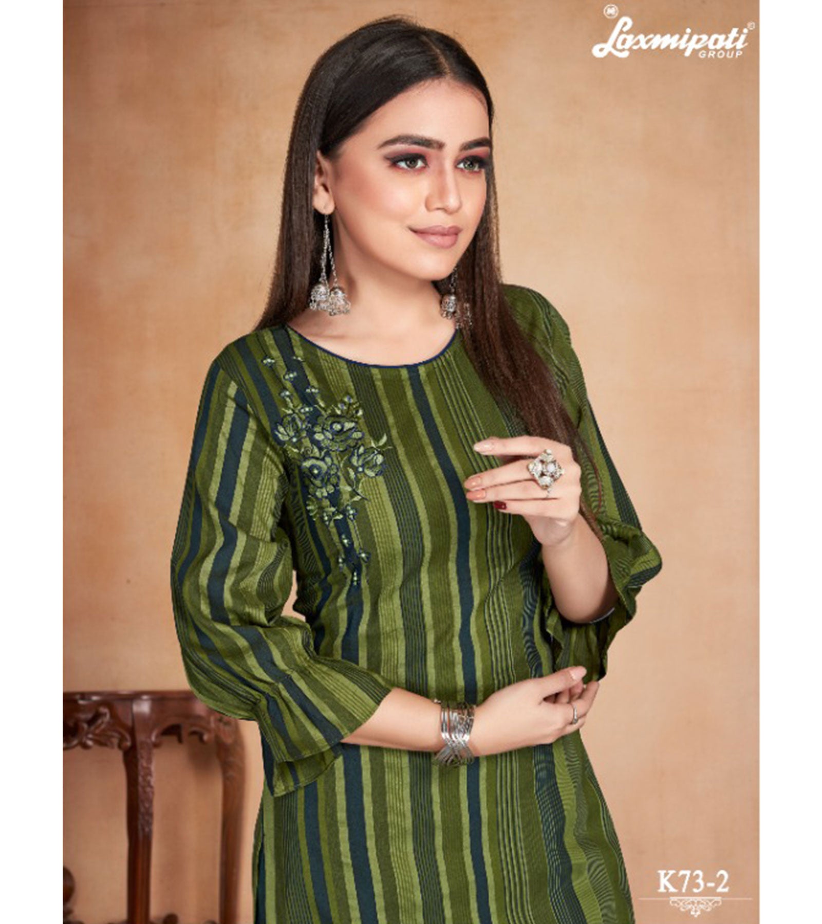 Laxmipati Anokhi Icloude Hunter Green Straight Cut Kurti With Pant