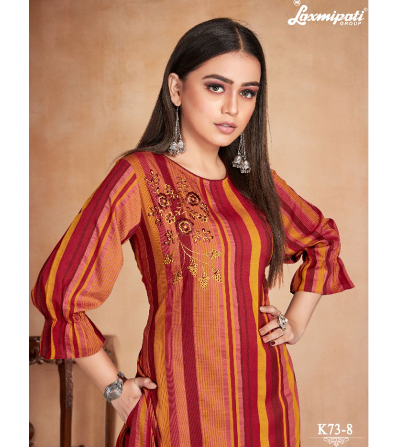 Laxmipati Anokhi Icloude Alizarin Straight Cut Kurti With Pant