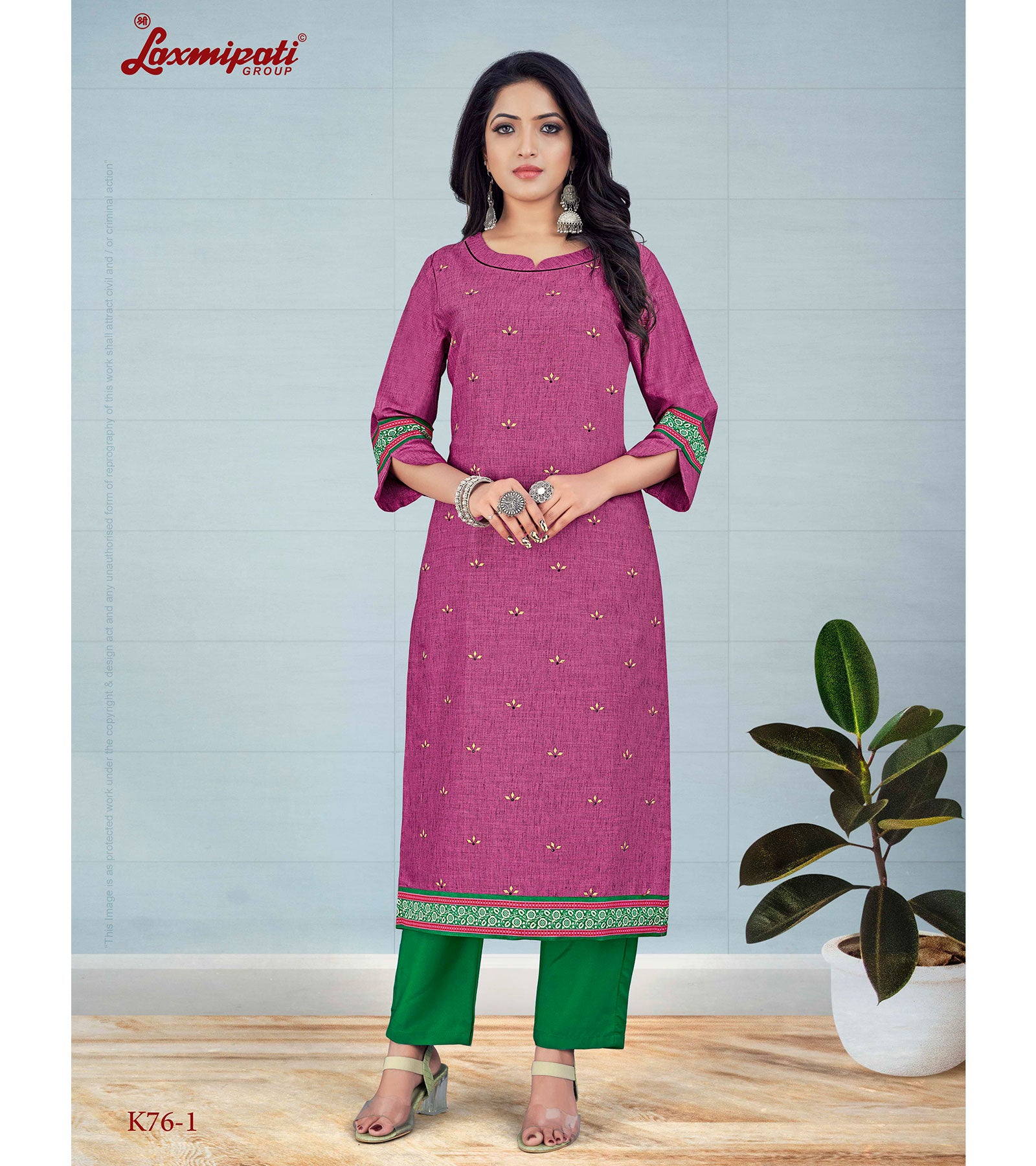 Laxmipati Avani Black Silk Rosebud Straight Cut Kurti