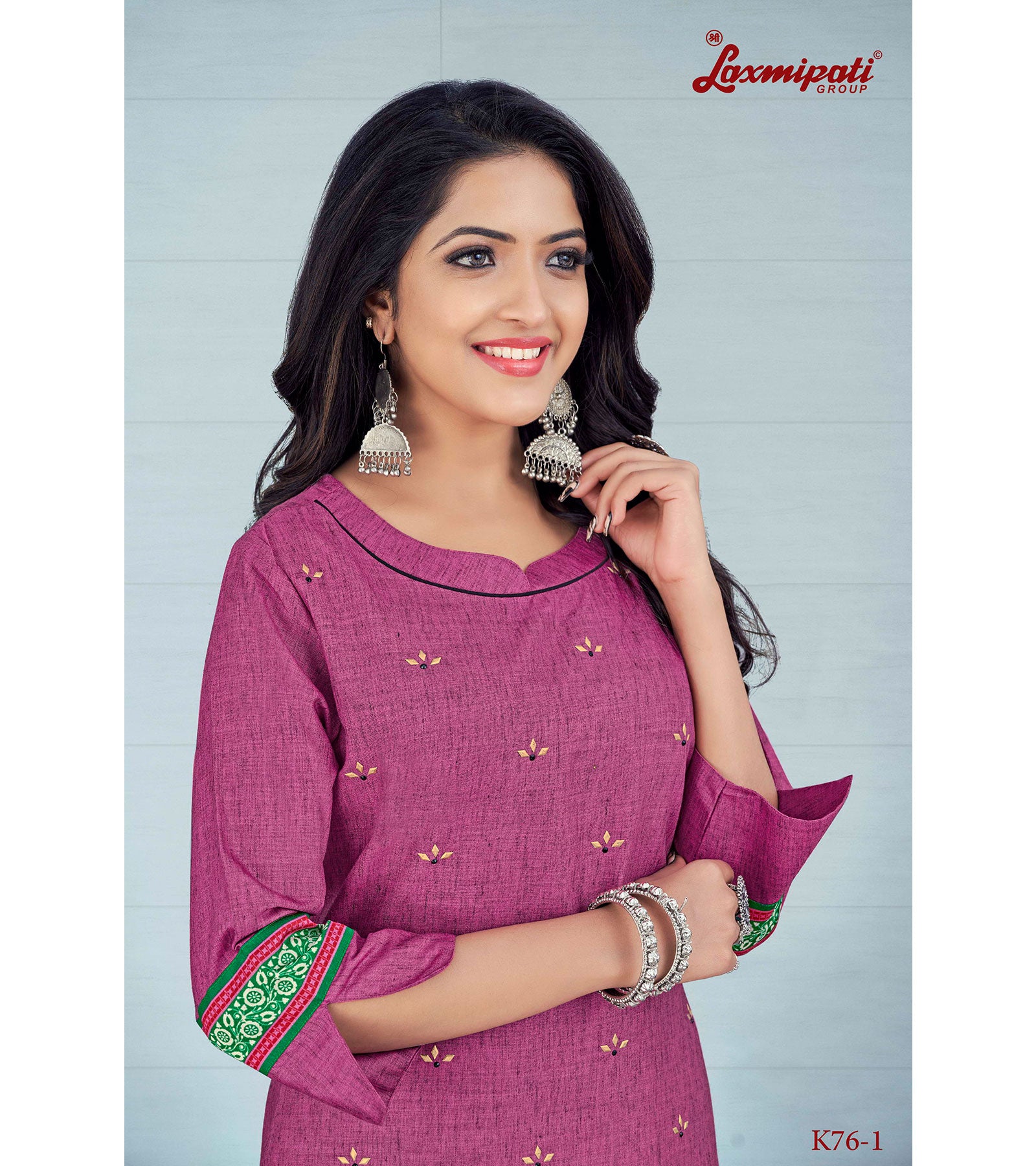 Laxmipati Avani Black Silk Rosebud Straight Cut Kurti