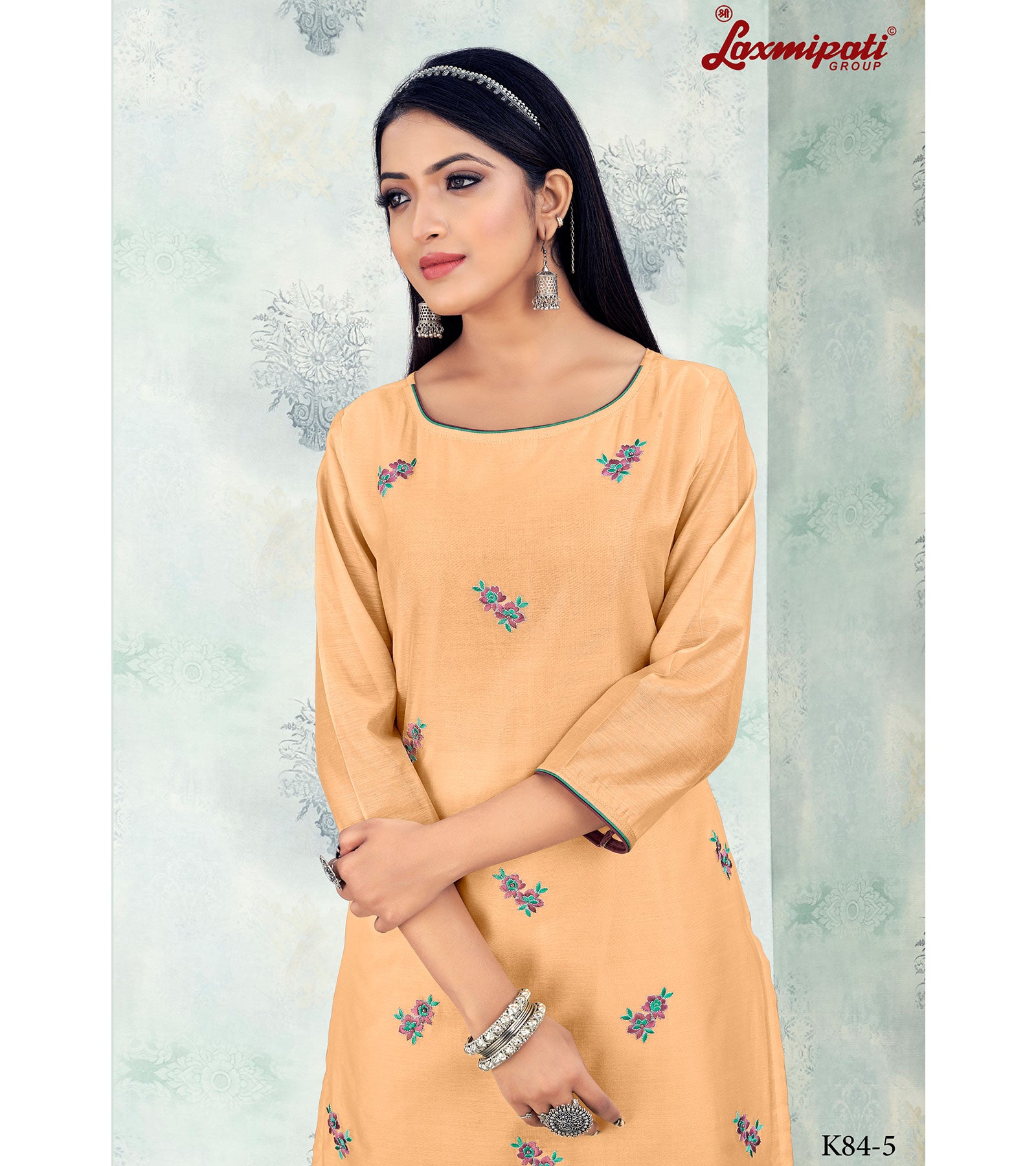 Laxmipati Damini Chandery Base Fabric Mid Orange Kurta With Pant