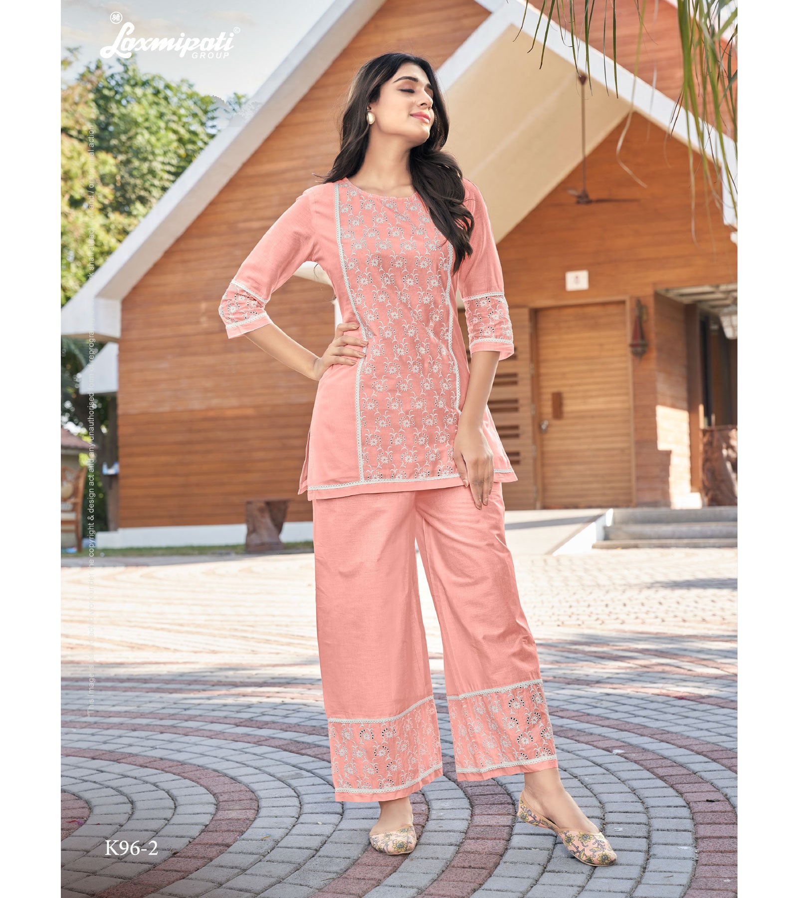 Laxmipati Mull Fading Rose Tunic With Palazzo
