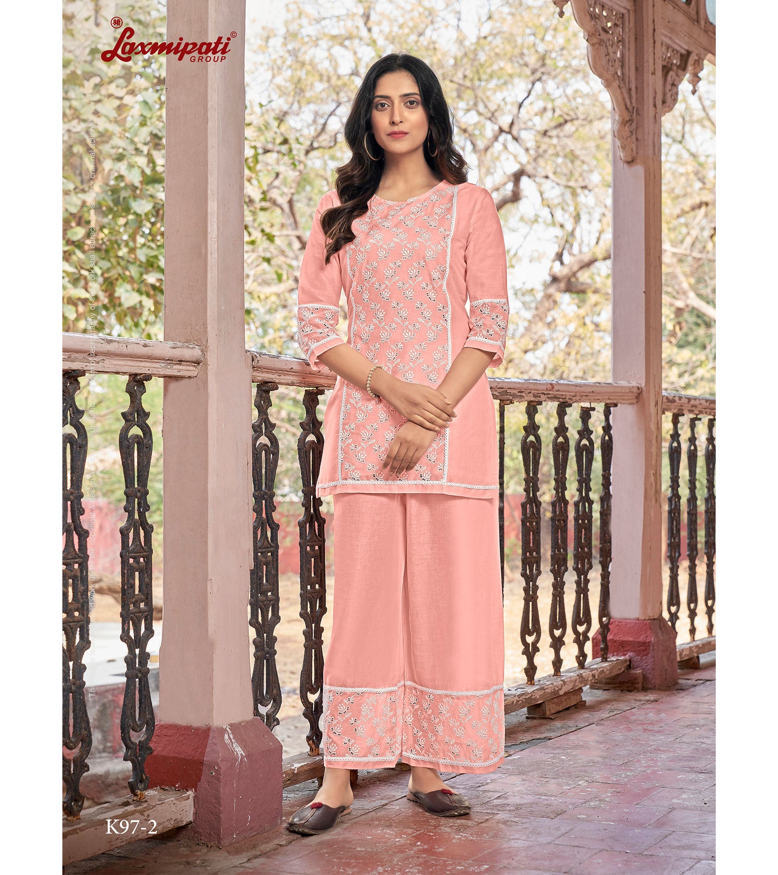 Laxmipati Ishana Vol.2 Mull Base Peach Tunic With Palazzo