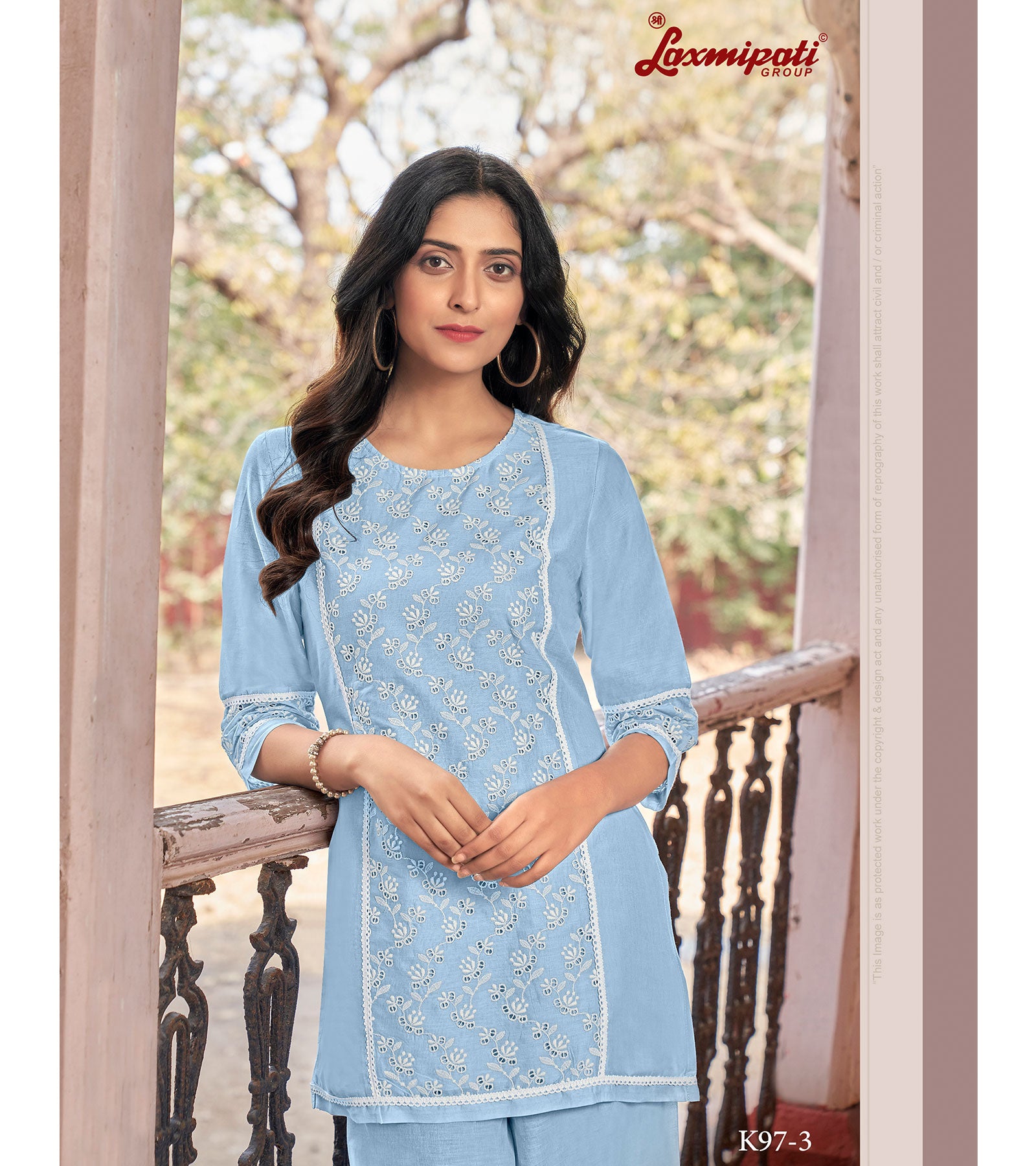 Laxmipati Ishana Vol.2 Mull Base Bright Sky Tunic With Palazzo