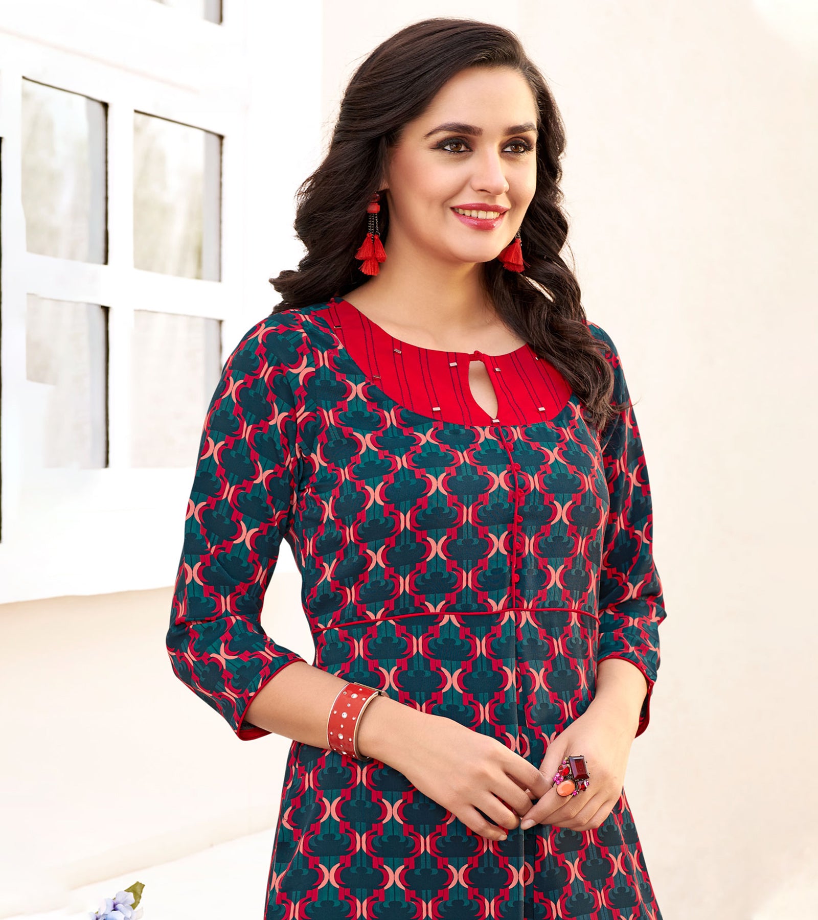 Laxmipati Polygenic Crepe with Georgette Touch Multicolor Kurti