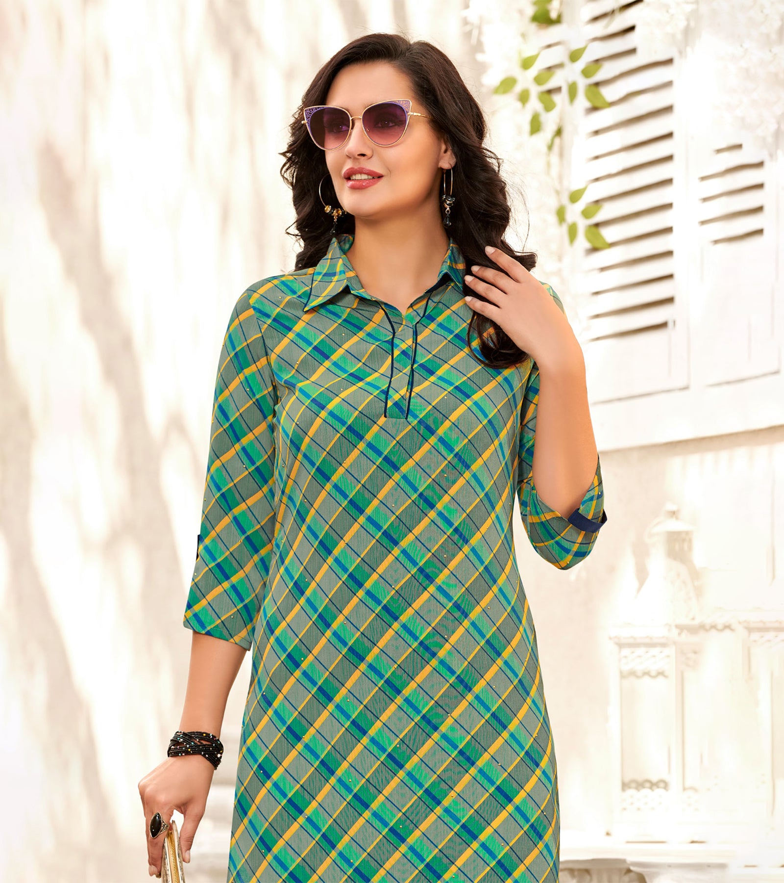 Laxmipati Polygenic Crepe with Georgette Touch Multicolor Kurti