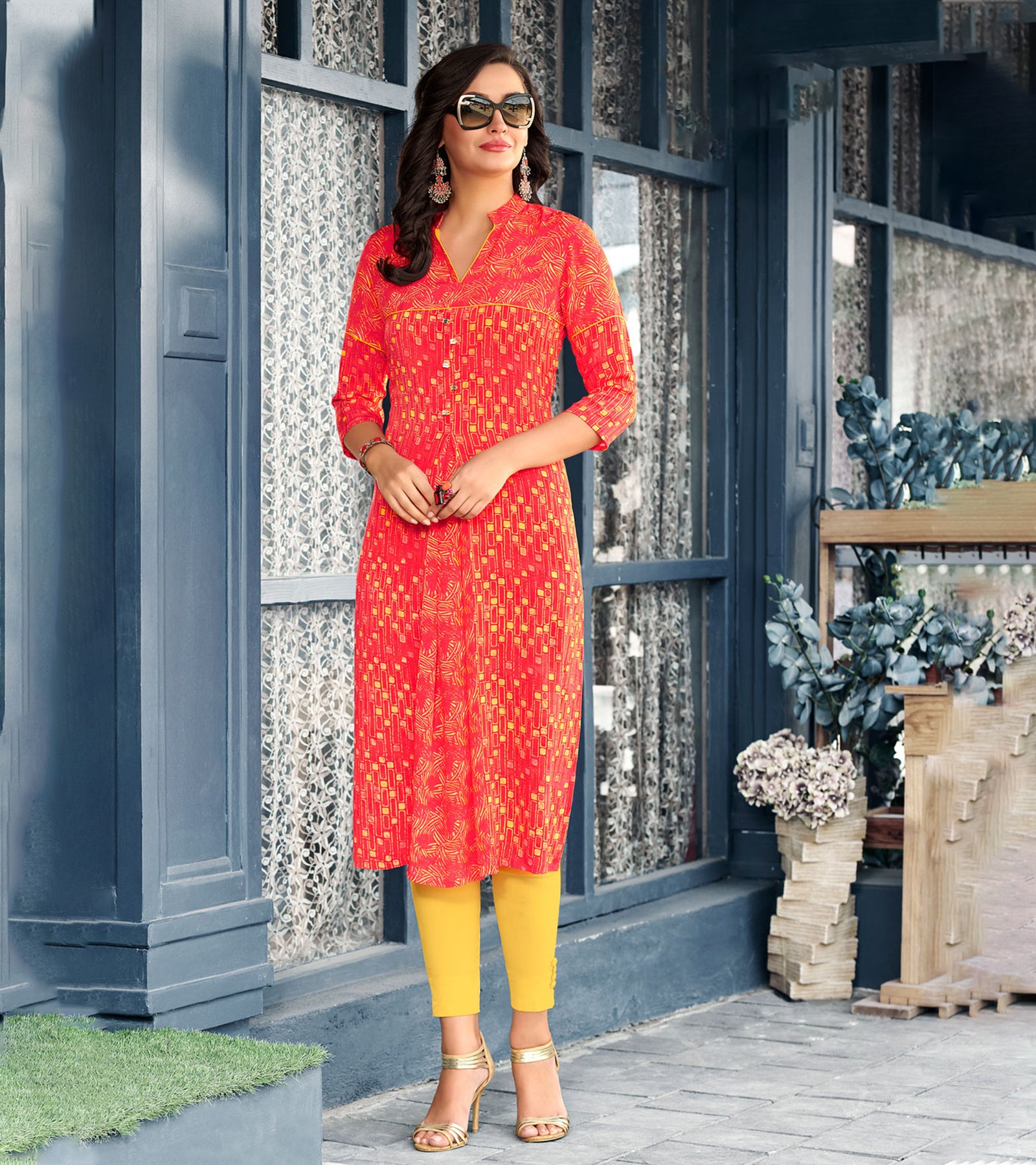 Laxmipati Polygenic Crepe with Georgette Touch Multicolor Kurti