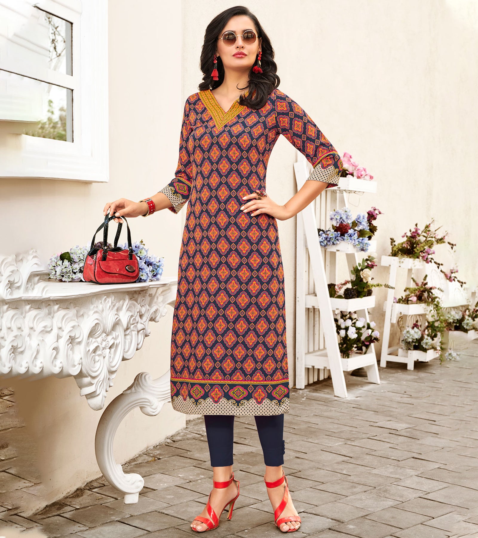 Laxmipati Polygenic Crepe with Georgette Touch Multicolor Kurti
