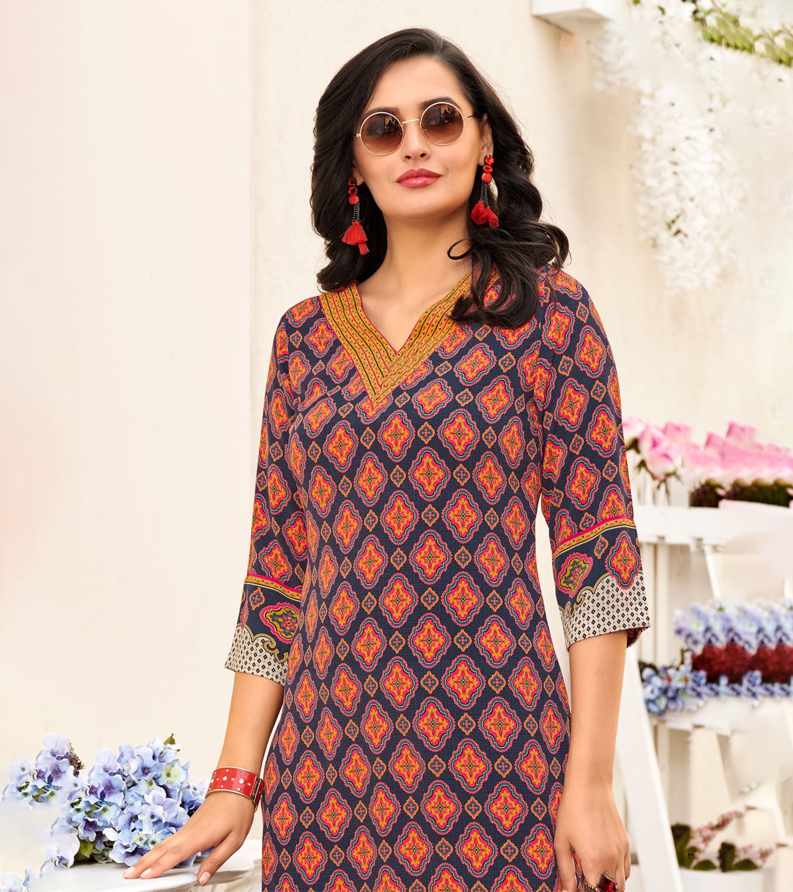 Laxmipati Polygenic Crepe with Georgette Touch Multicolor Kurti