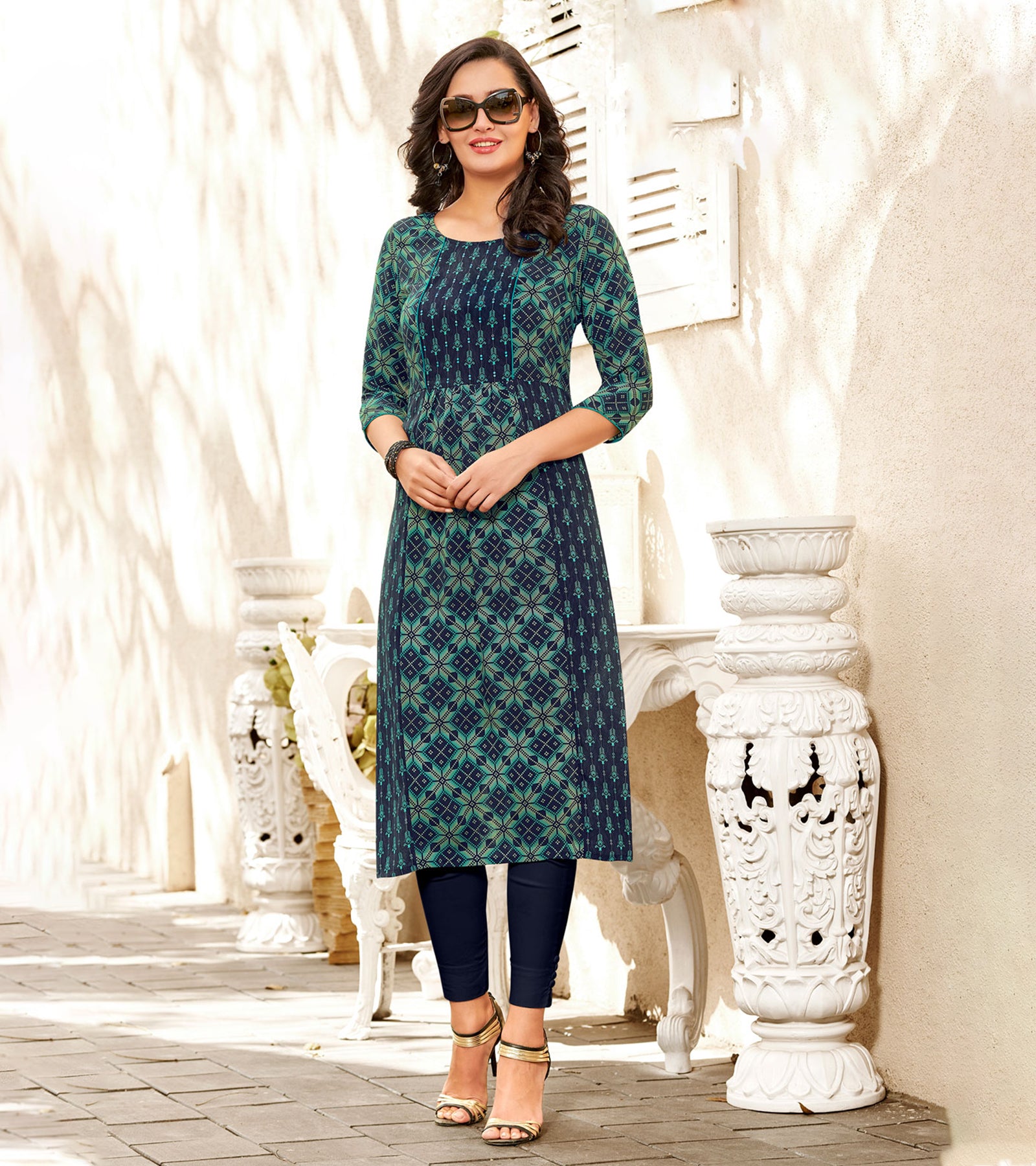 Laxmipati Polygenic Crepe with Georgette Touch Multicolor Kurti