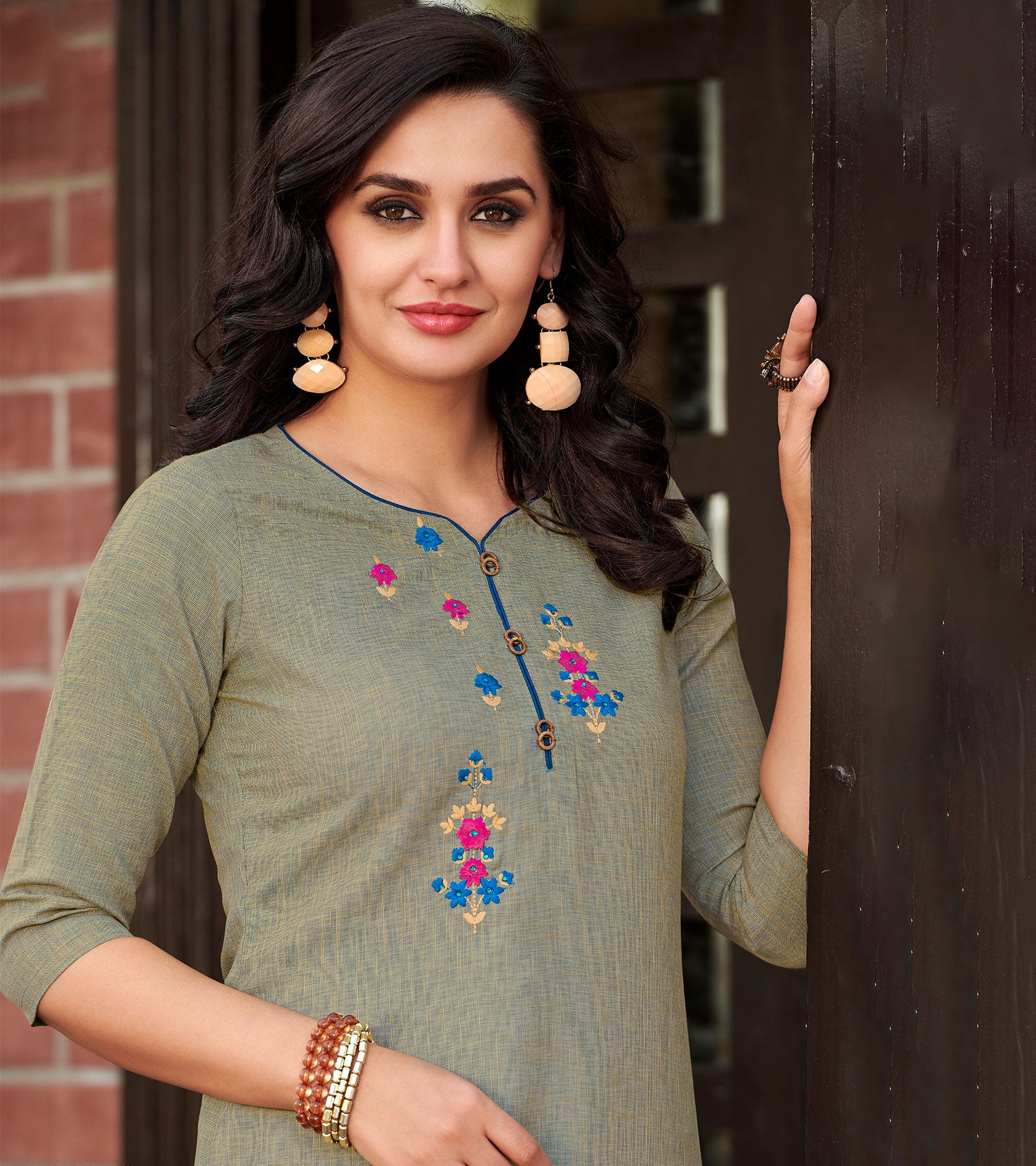 Laxmipati Cotton Textured Grey Kurti