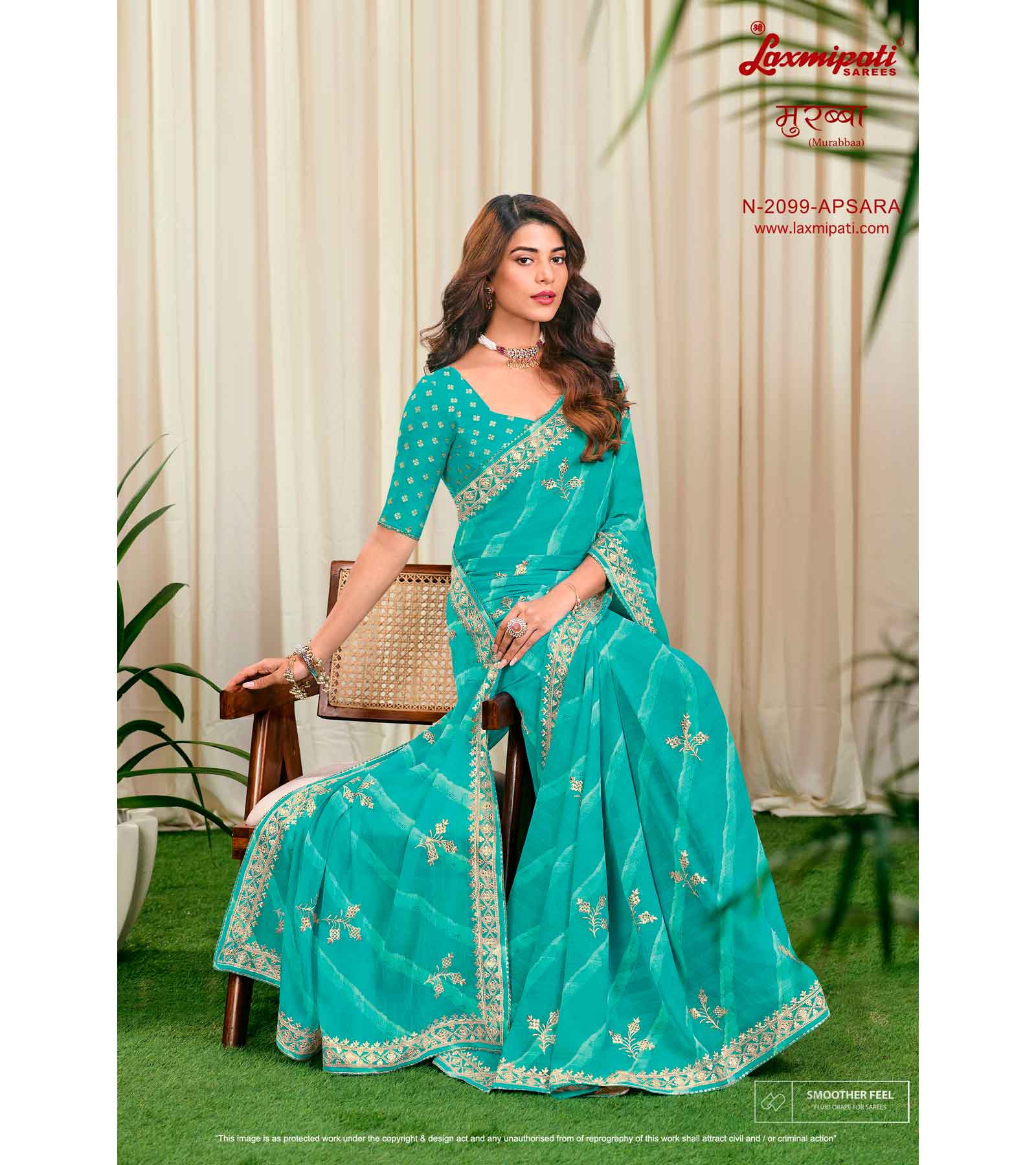 Laxmipati Murabbaa N-2099 Chiffon Blue Saree