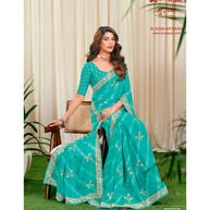 Laxmipati Murabbaa N-2099 Chiffon Blue Saree
