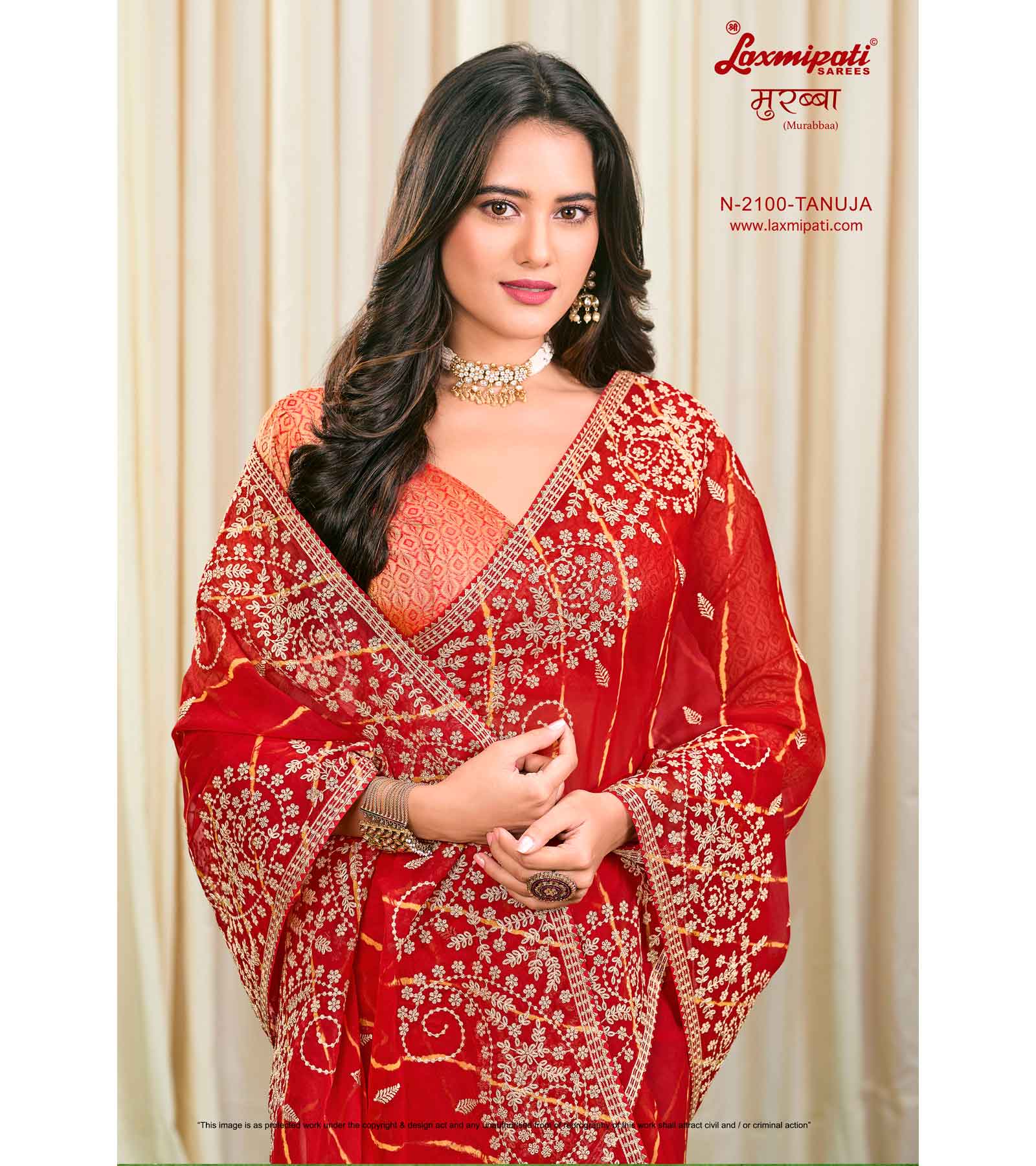 Laxmipati Murabbaa N-2100 Tissue Silk Red Saree