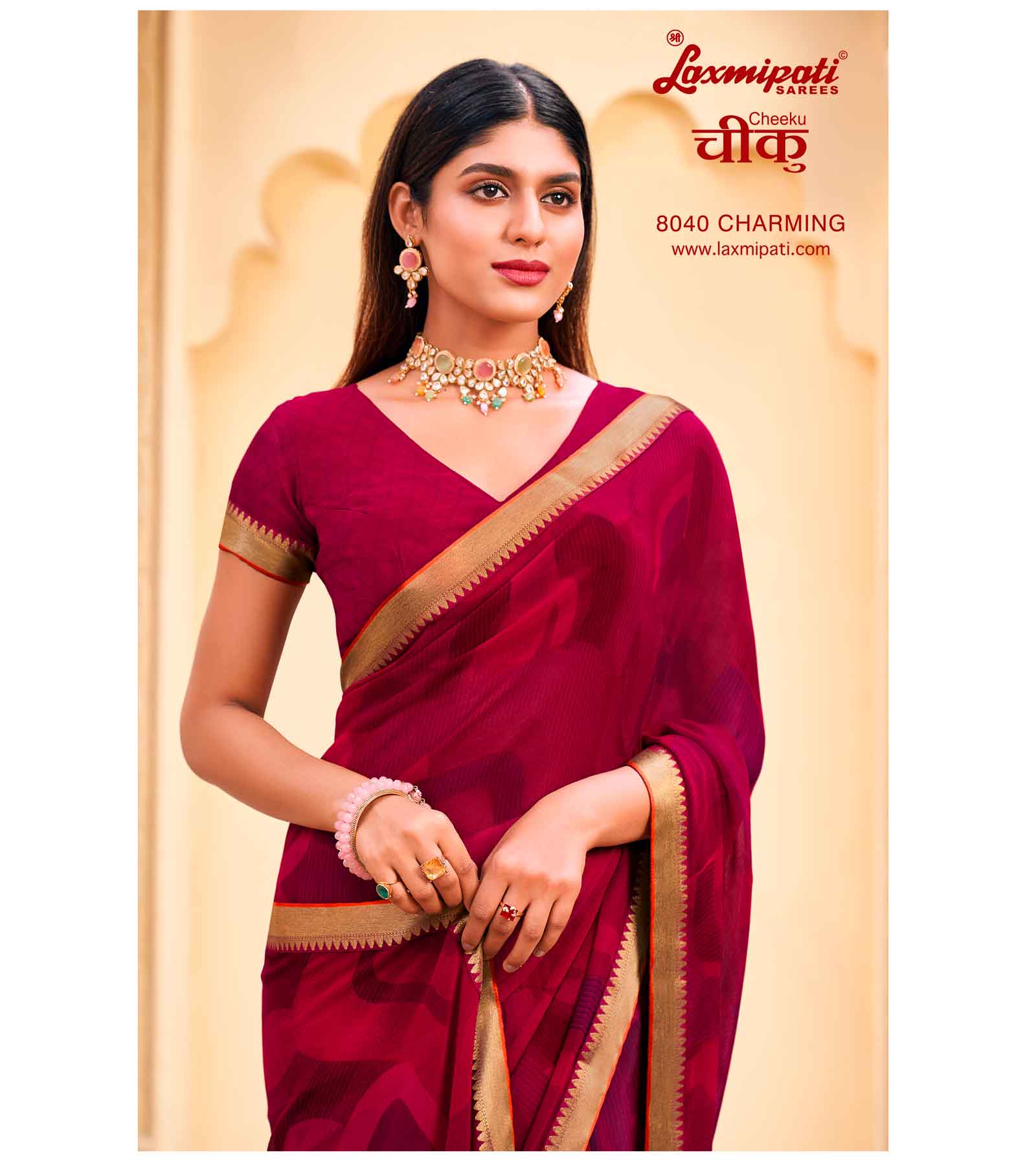 Laxmipati Cheeku  8040 C/C Georgette Maroon Sarees