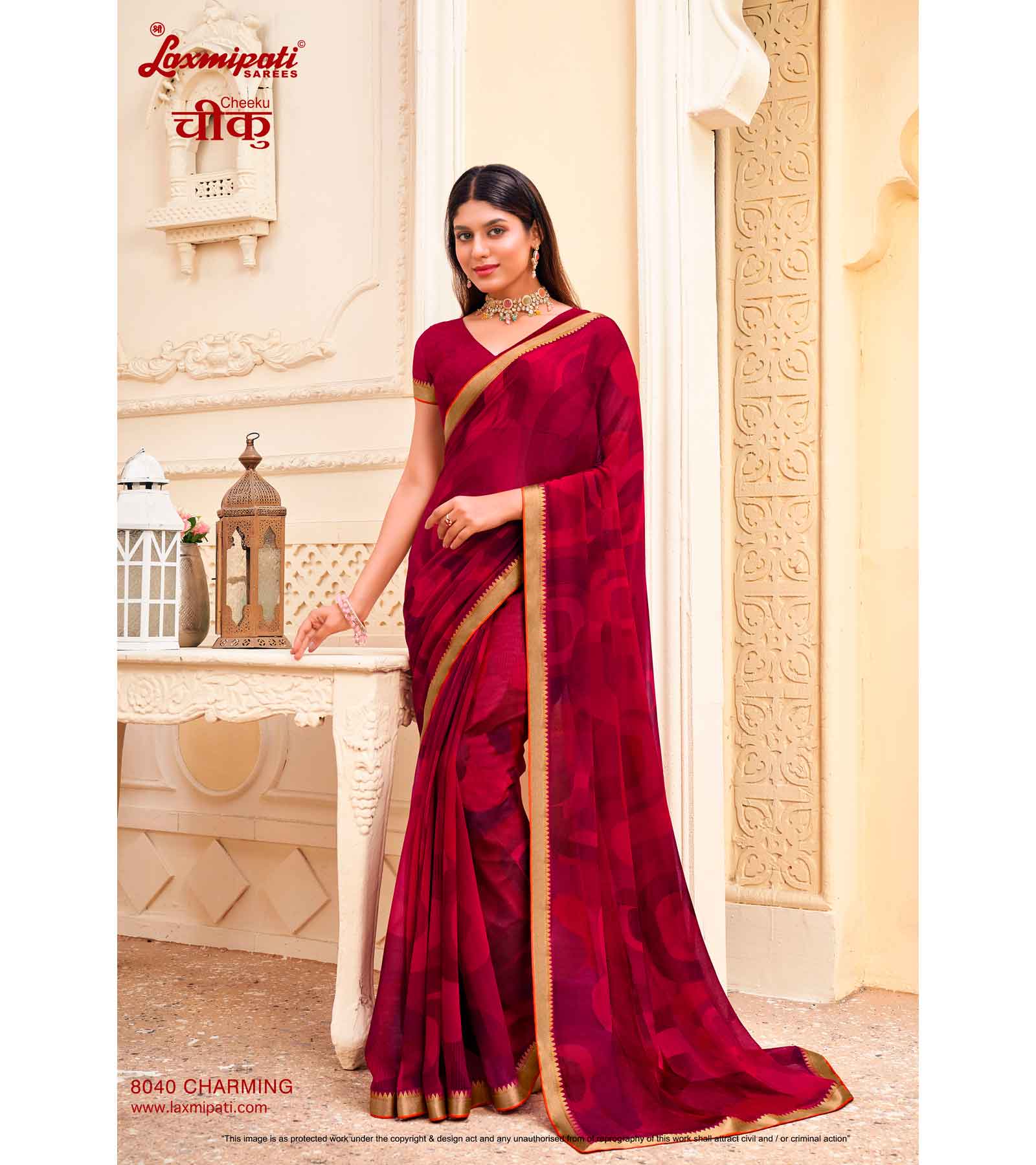 Laxmipati Cheeku  8040 C/C Georgette Maroon Sarees