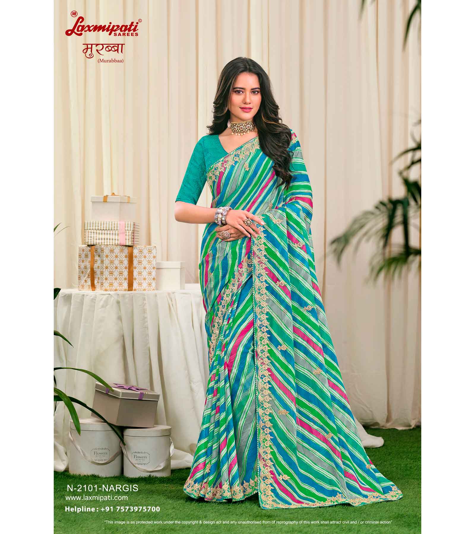 Laxmipati Murabbaa N-2101 Sprakle Chiffon Multicolor Saree